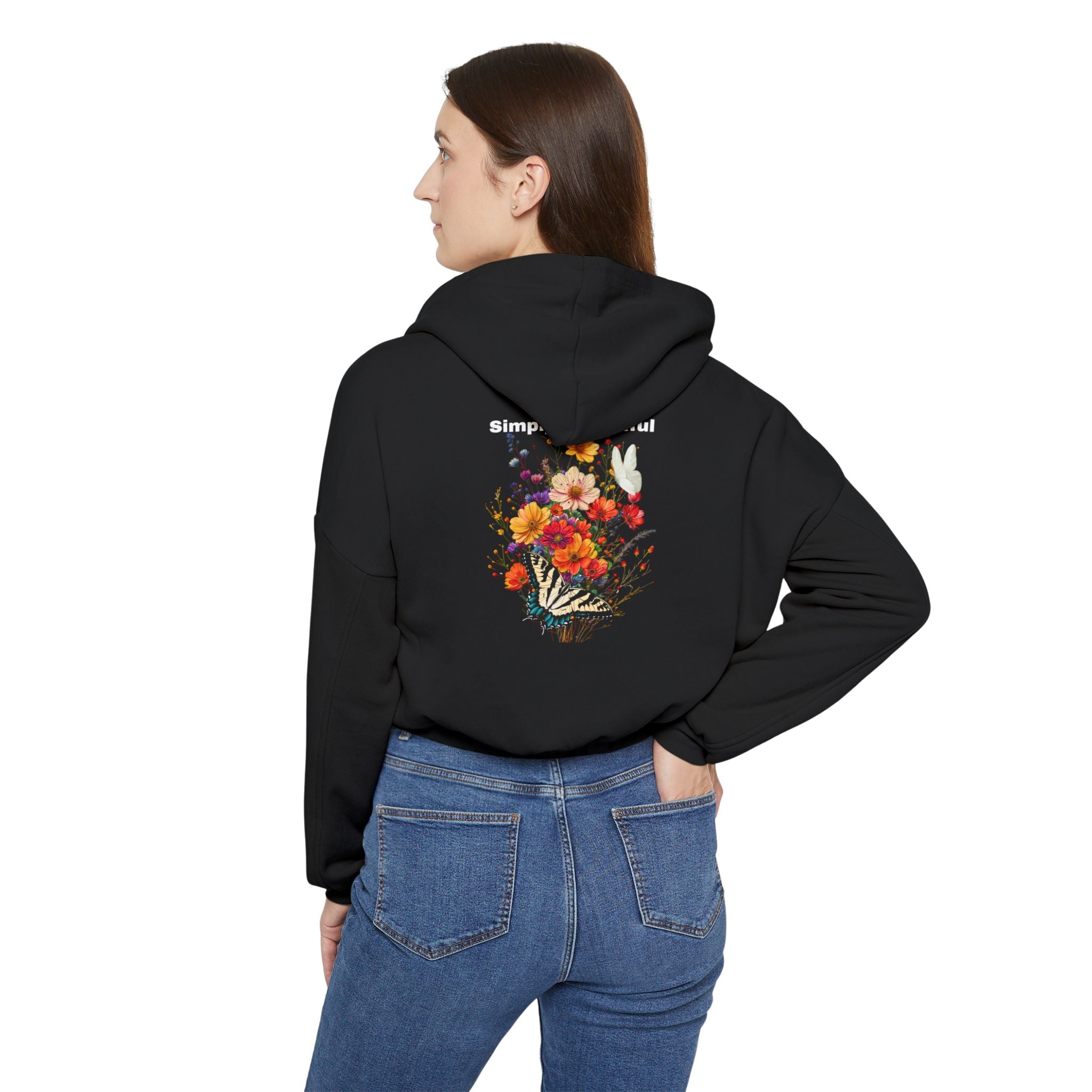 Women's Cinched Bottom Hoodie:with the words Simply Beautiful