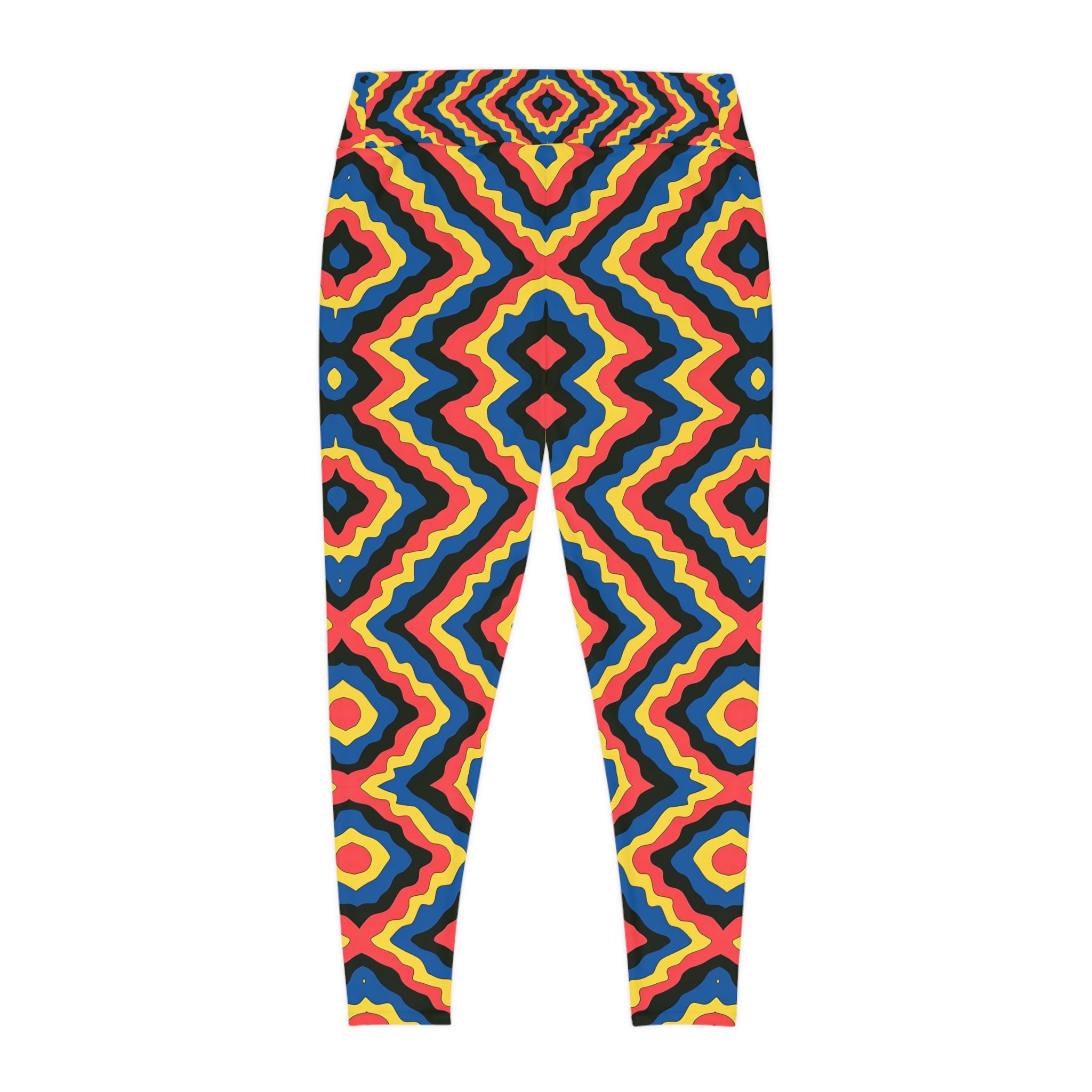 New Custom design Plus Size Leggings - Colorful Retro Pattern for Active Comfort