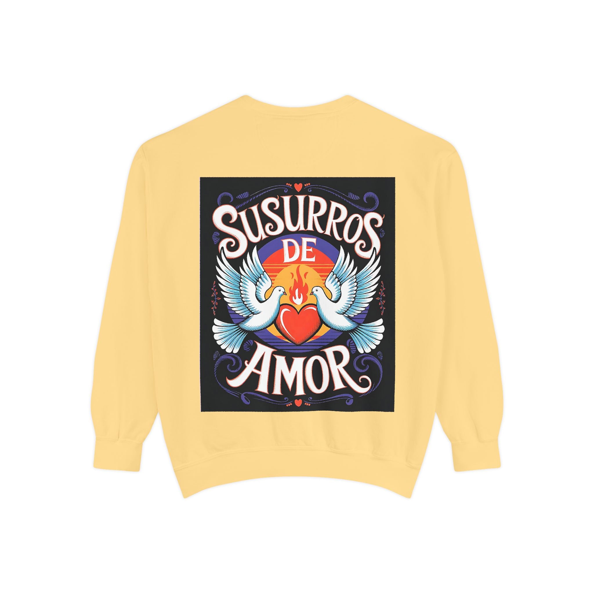 Unisex Love-Themed Garment-Dyed Sweatshirt - 'Susurros de Amor'