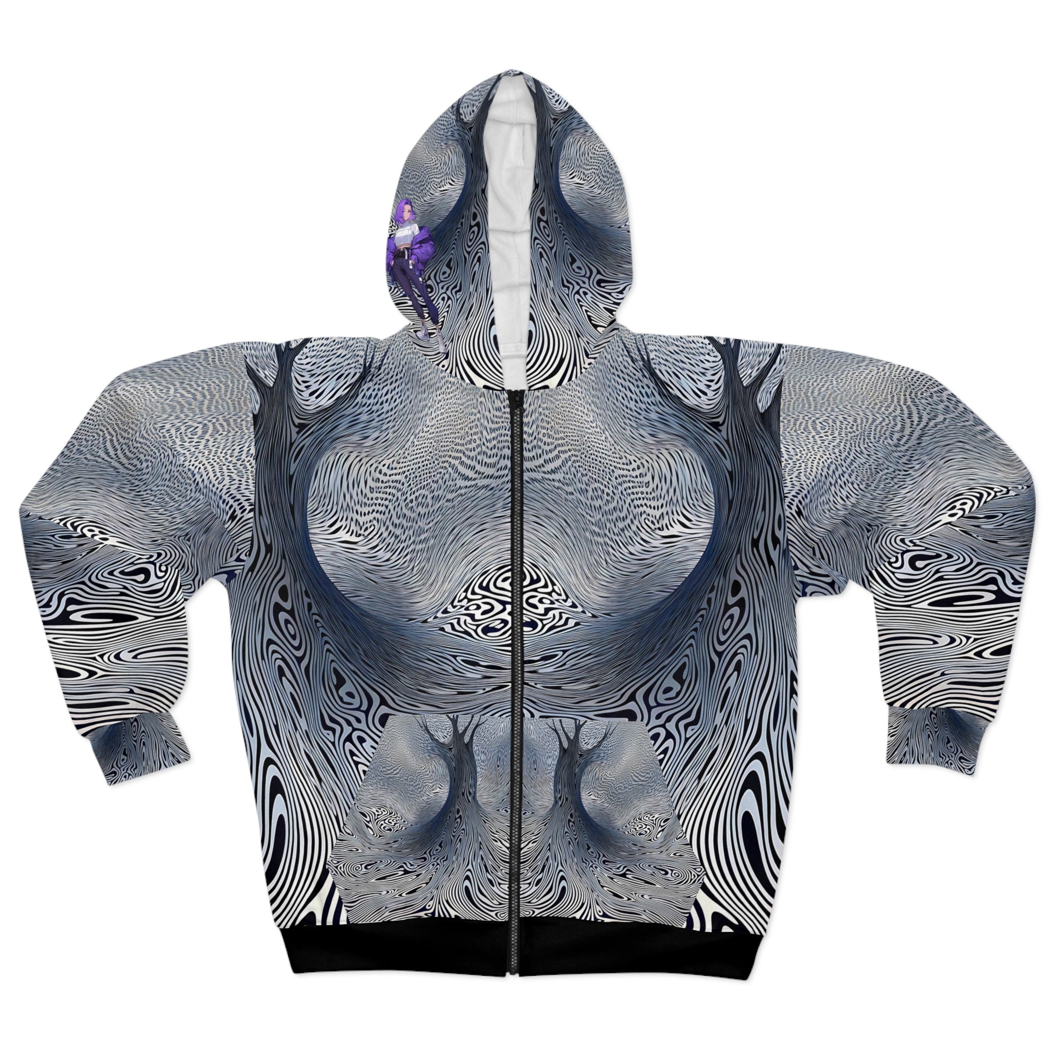 Concave Forest Unisex Zip Hoodie - Optical Illusion Dreamy Landscape Design