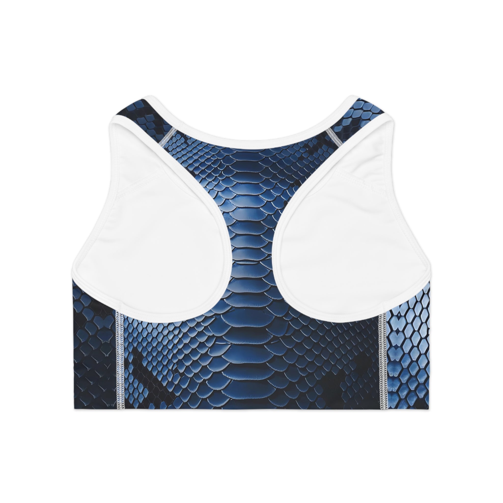 Fierce Blue Snake Print Sports Bra for Workout Enthusiasts