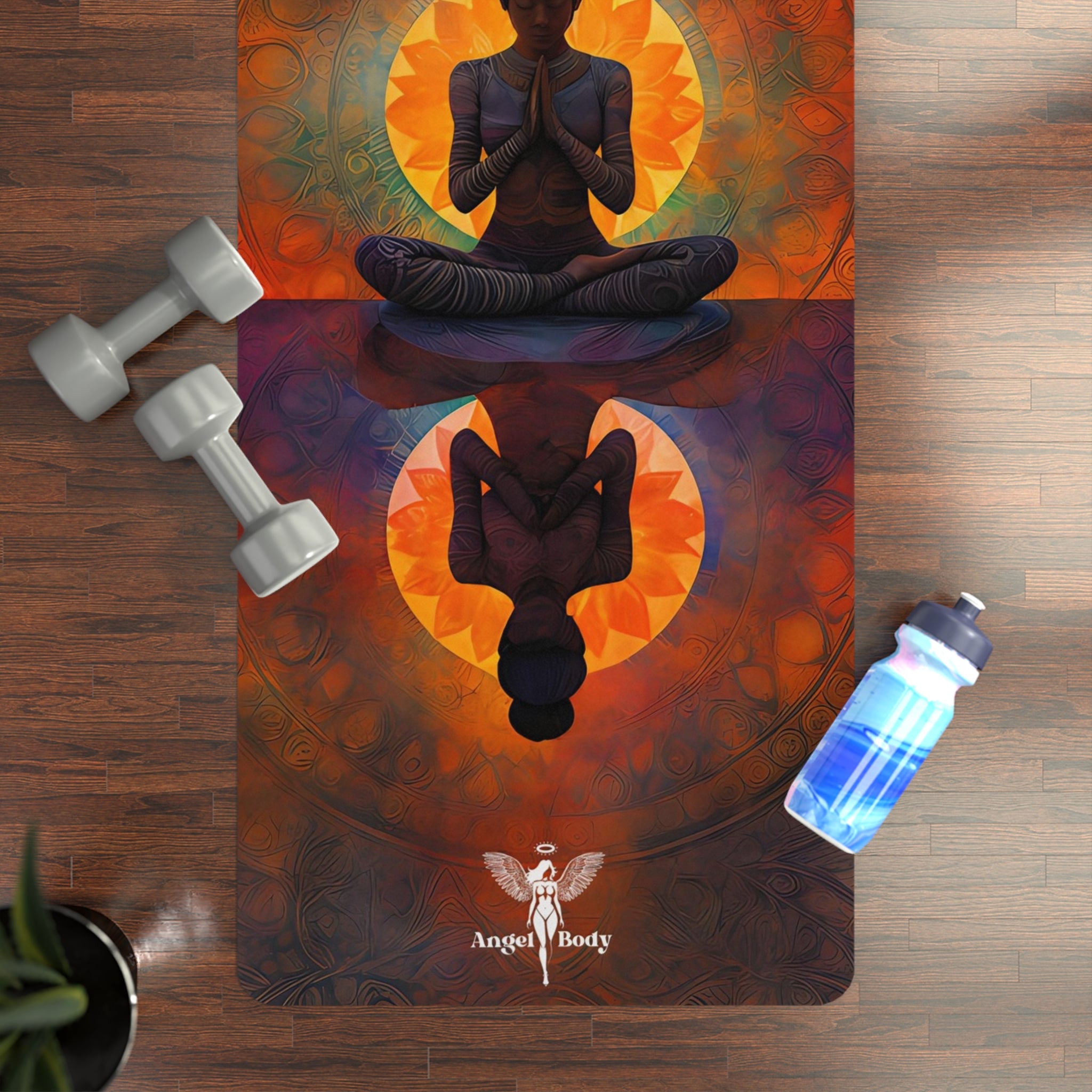 Lovely Meditation Lotus Flower Yoga Mat - Non-Slip Rubber Exercise Mat for Home and Studio