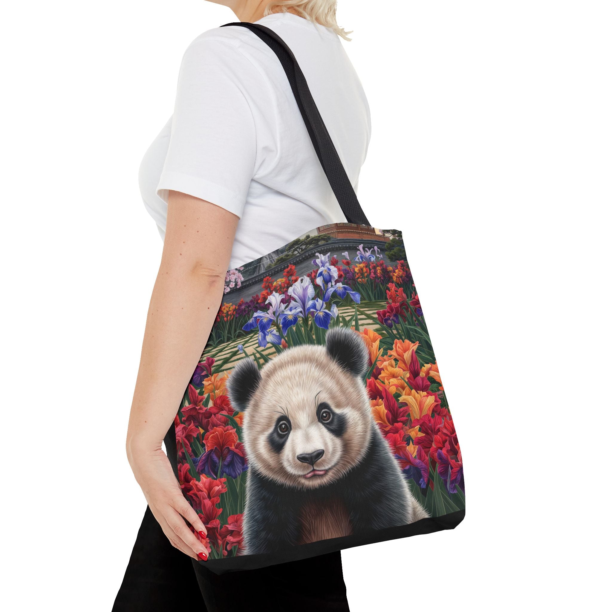 Adorable Panda Tote Bag - Floral Design for Animal Lovers