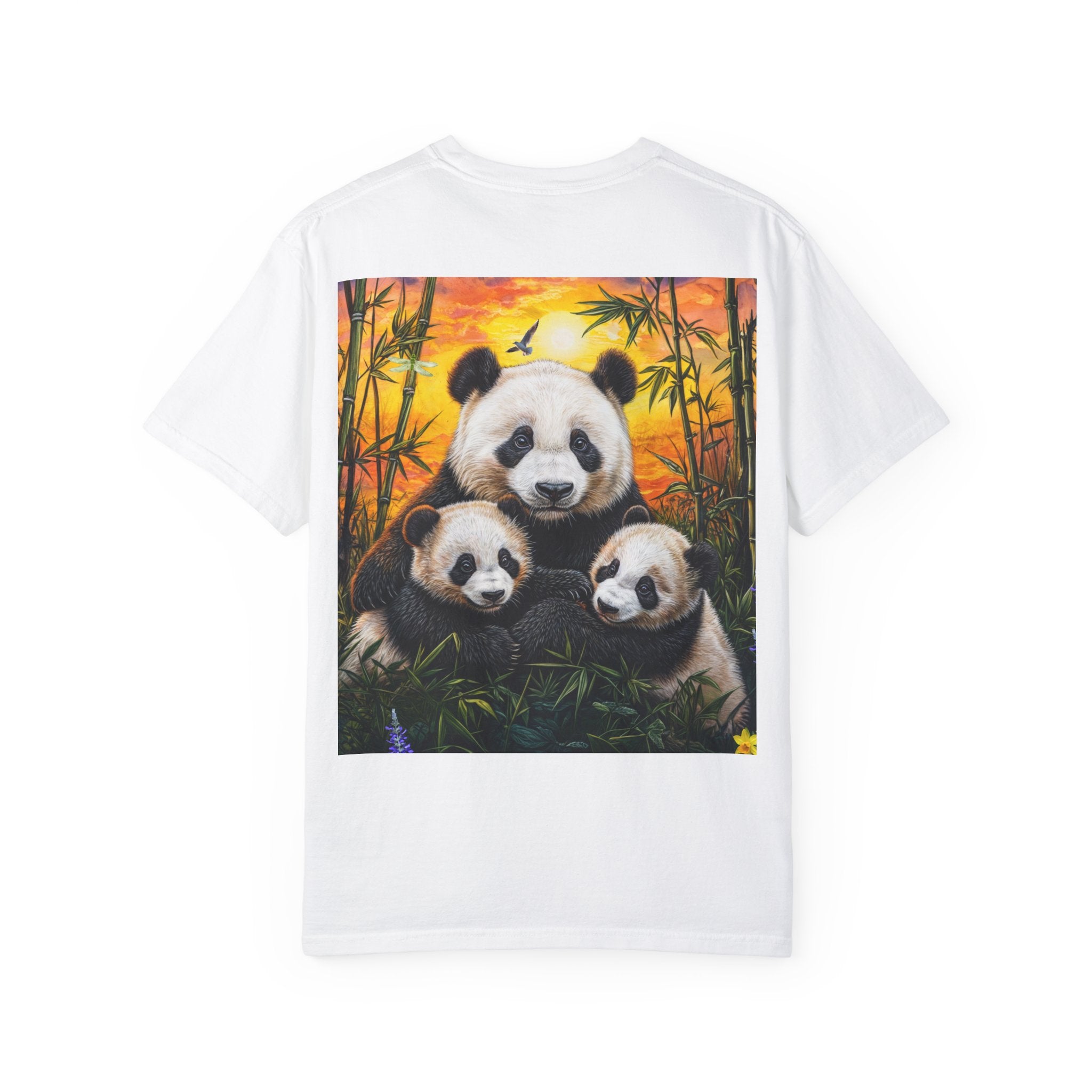 Cute Panda Family Unisex Garment-Dyed T-shirt - Perfect for Animal Lovers