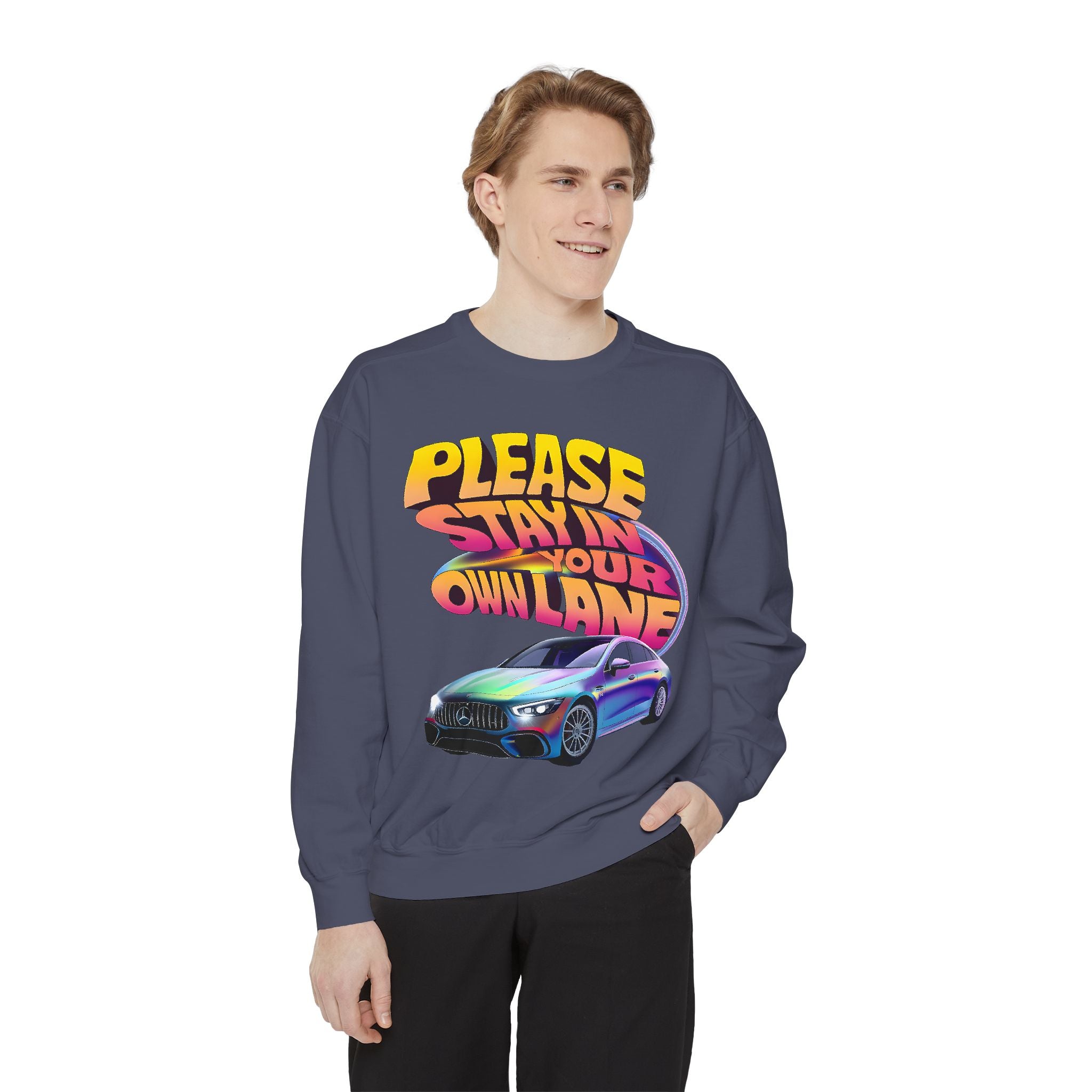 Retro Graphic Sweatshirt, Stay in Your Lane Sweatshirt, Unisex Comfortable Sweatshirt, Funny Sweatshirt, Gift for Car Lovers, Casual [...] - Angel Body