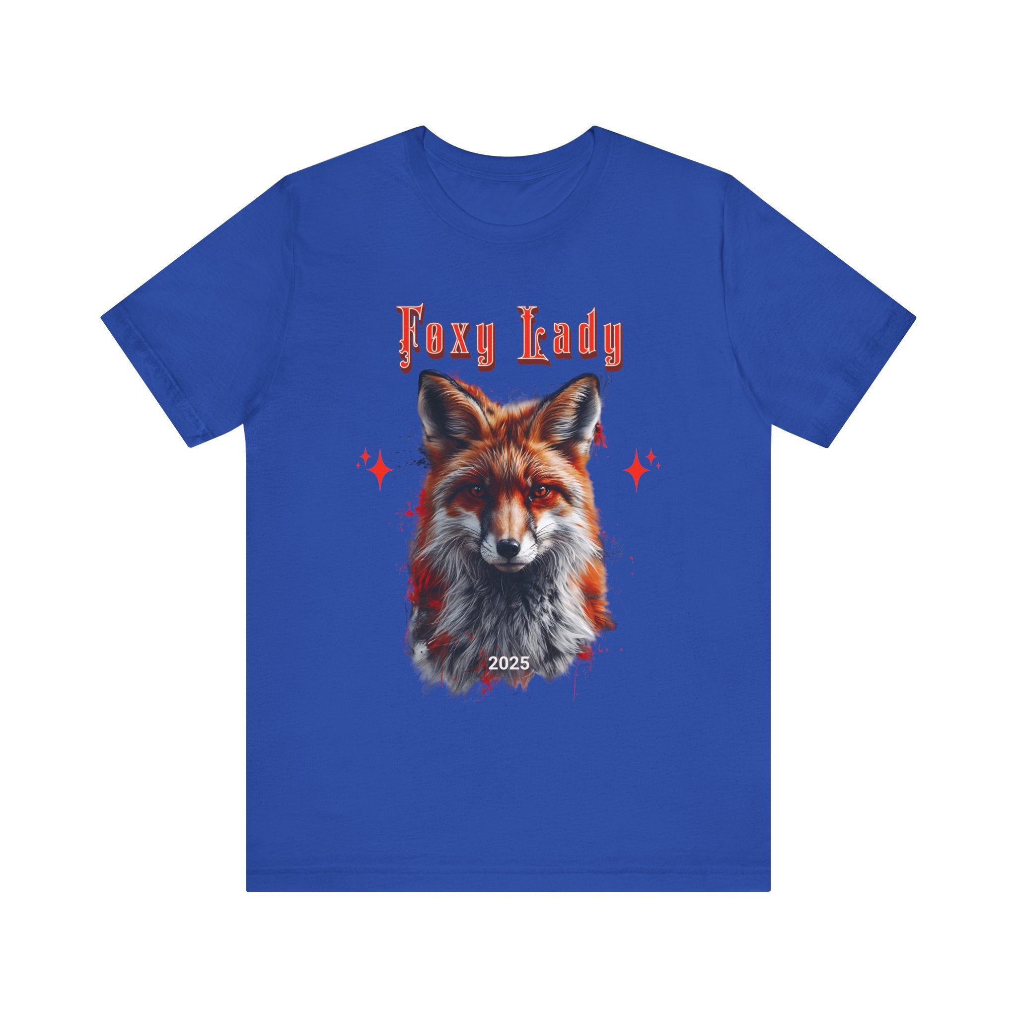 Unisex Jersey Short Sleeve Tee: A beautiful Red Fox with the words foxy lady