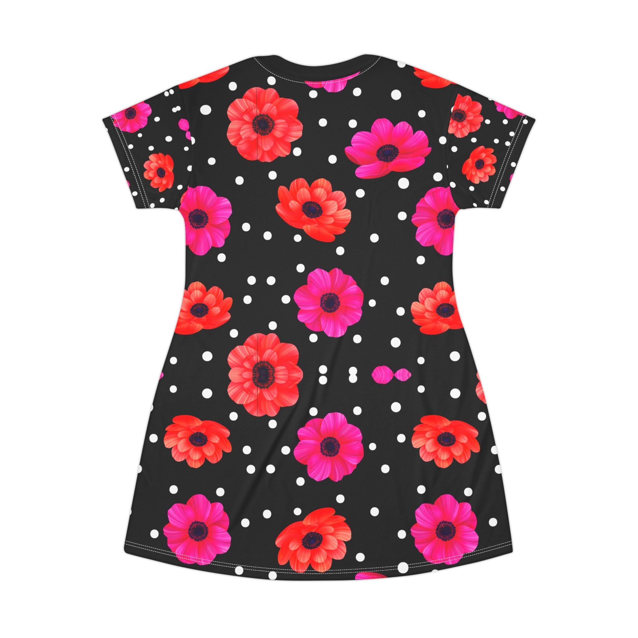 Floral Polka Dot T-Shirt Dress - Stylish Casual Wear for Spring & Summer