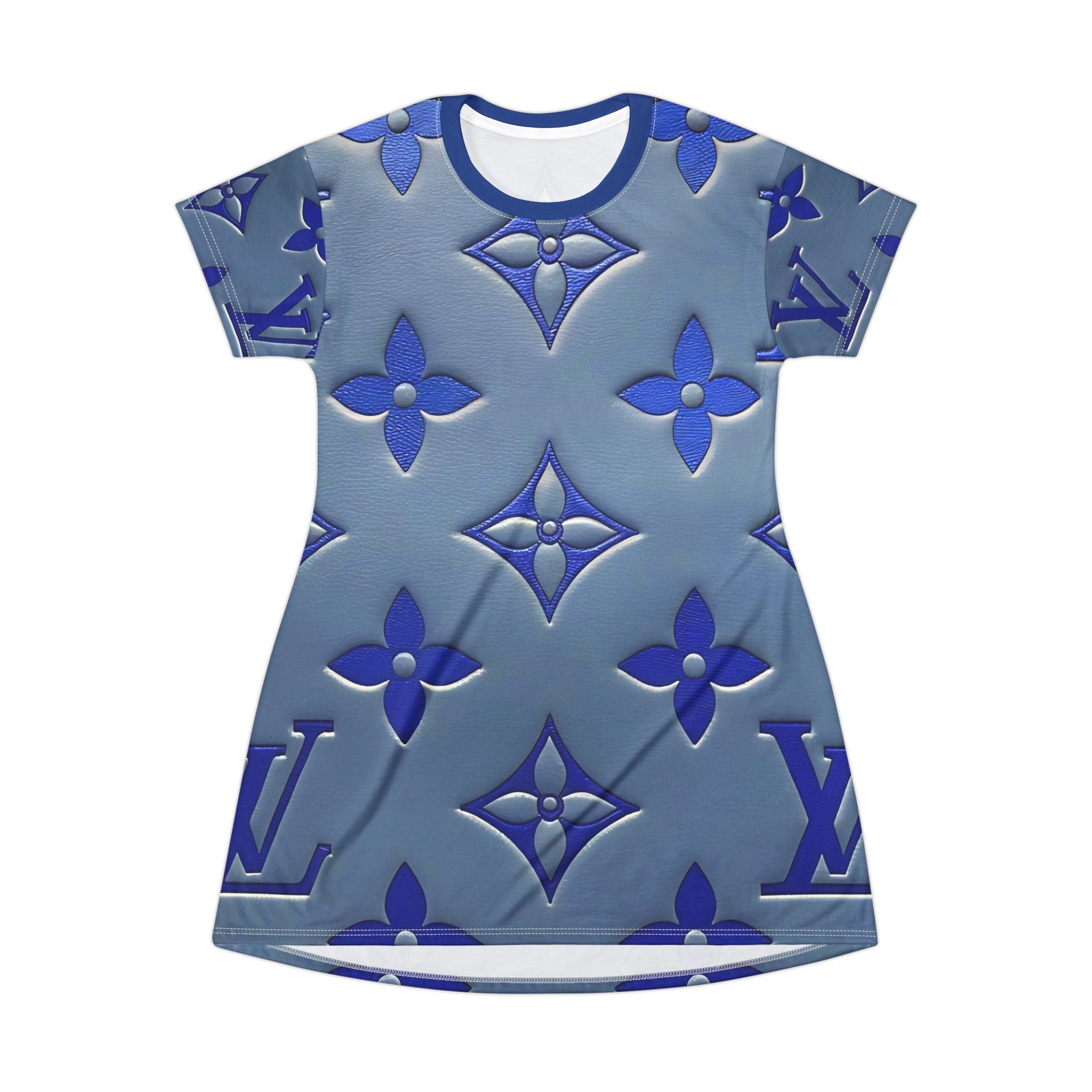 Chic Blue Designer T-Shirt Dress for Casual Elegance