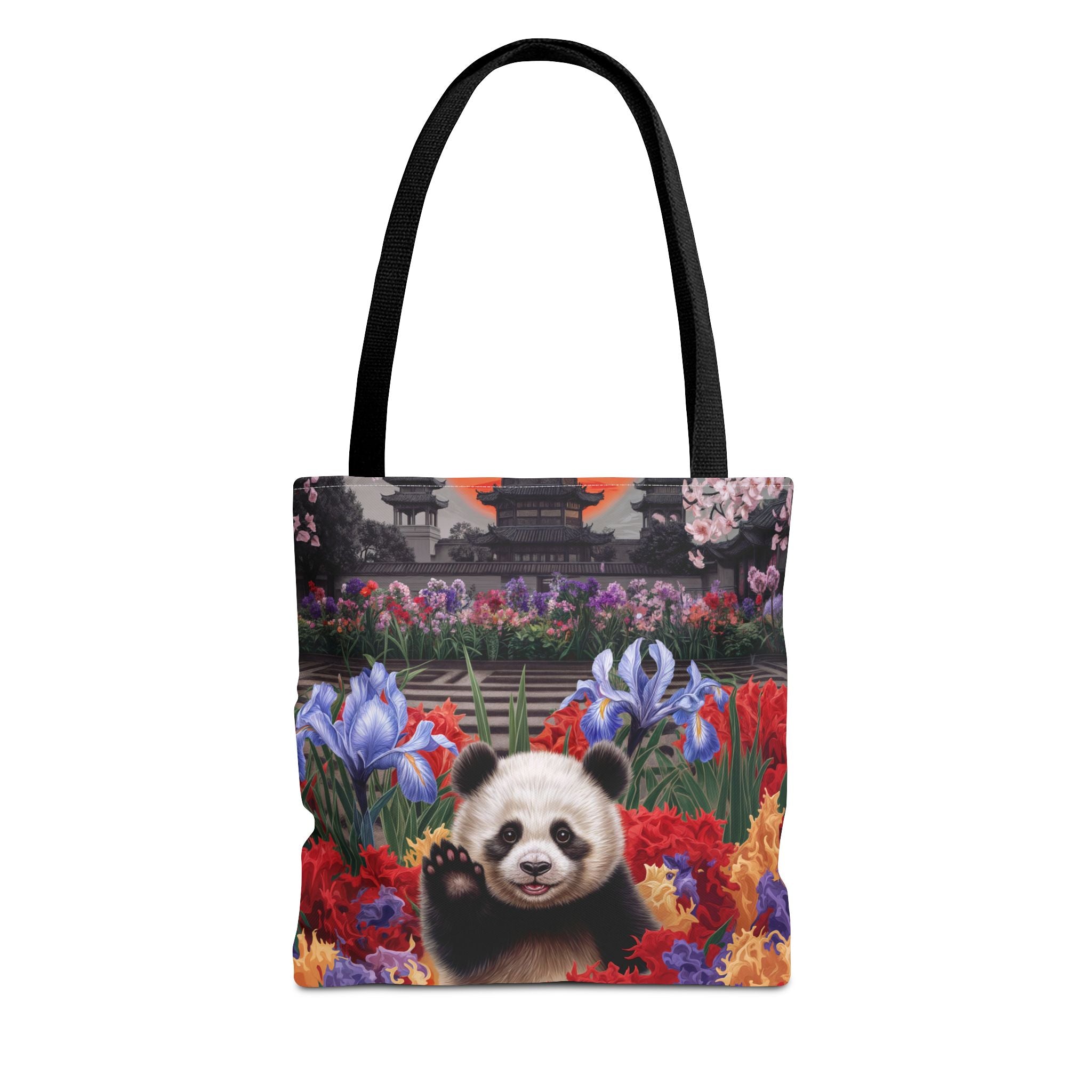 Whimsical Panda Floral Tote Bag - Cute and Colorful Design for Nature Lovers