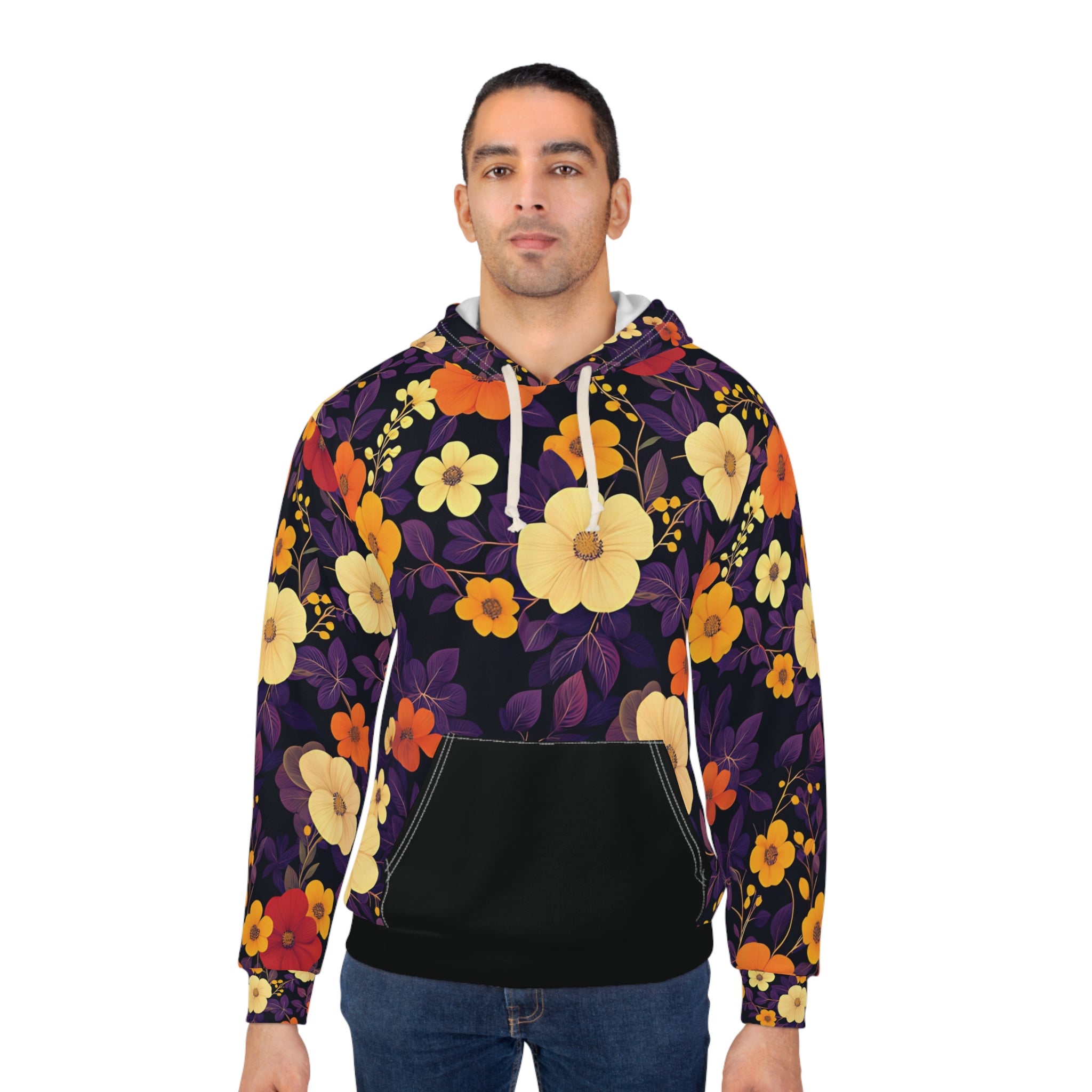 Floral Unisex Pullover Hoodie - Cozy Autumn Vibes, Perfect for Casual Days