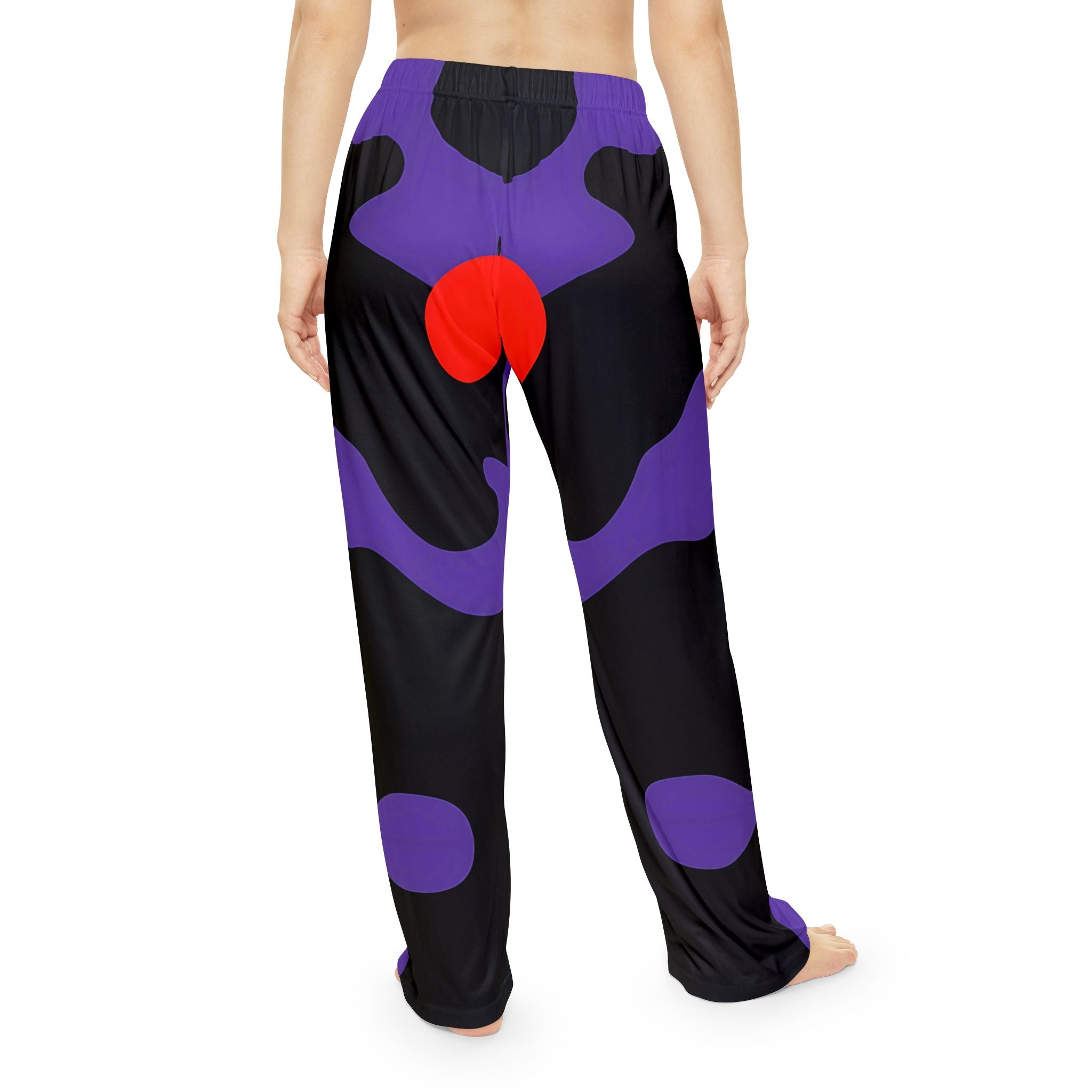 Trendy Women's Pajama Pants with Bold Purple and Black Design - Perfect for Cozy Nights