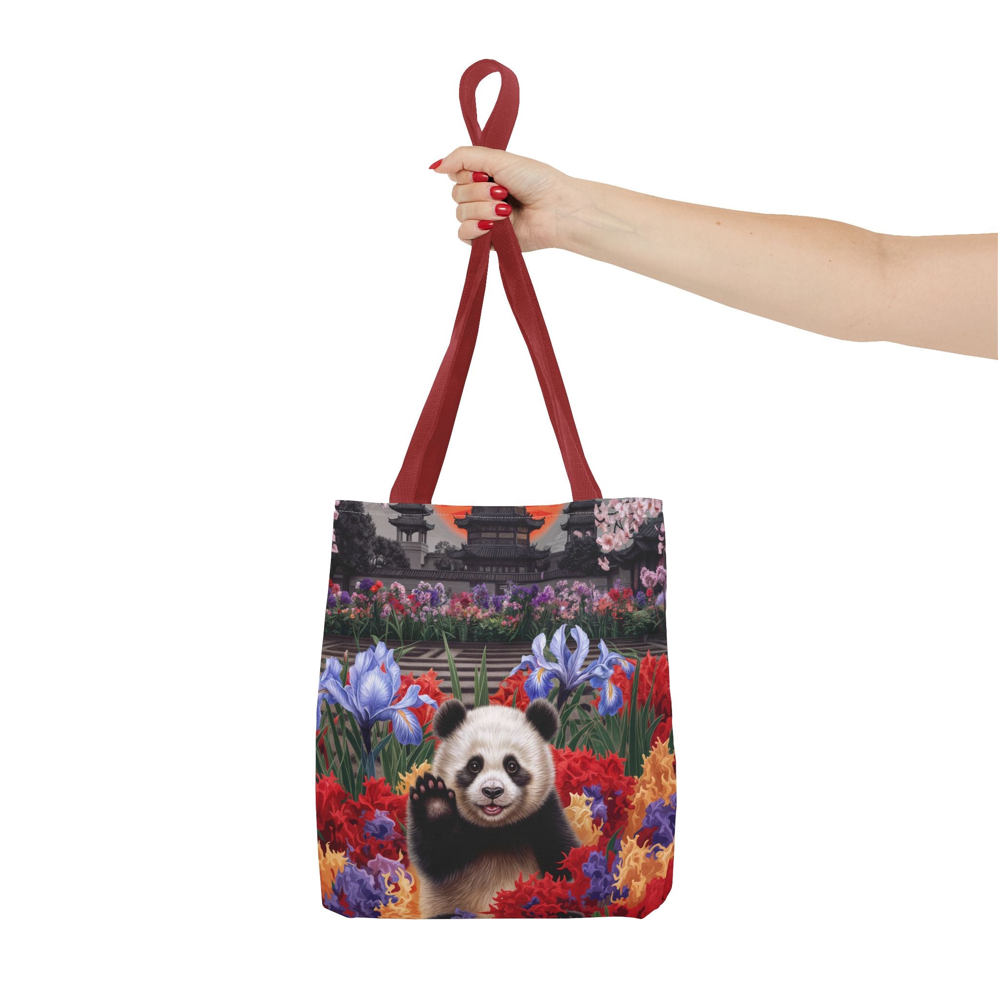 Whimsical Panda Floral Tote Bag - Cute and Colorful Design for Nature Lovers