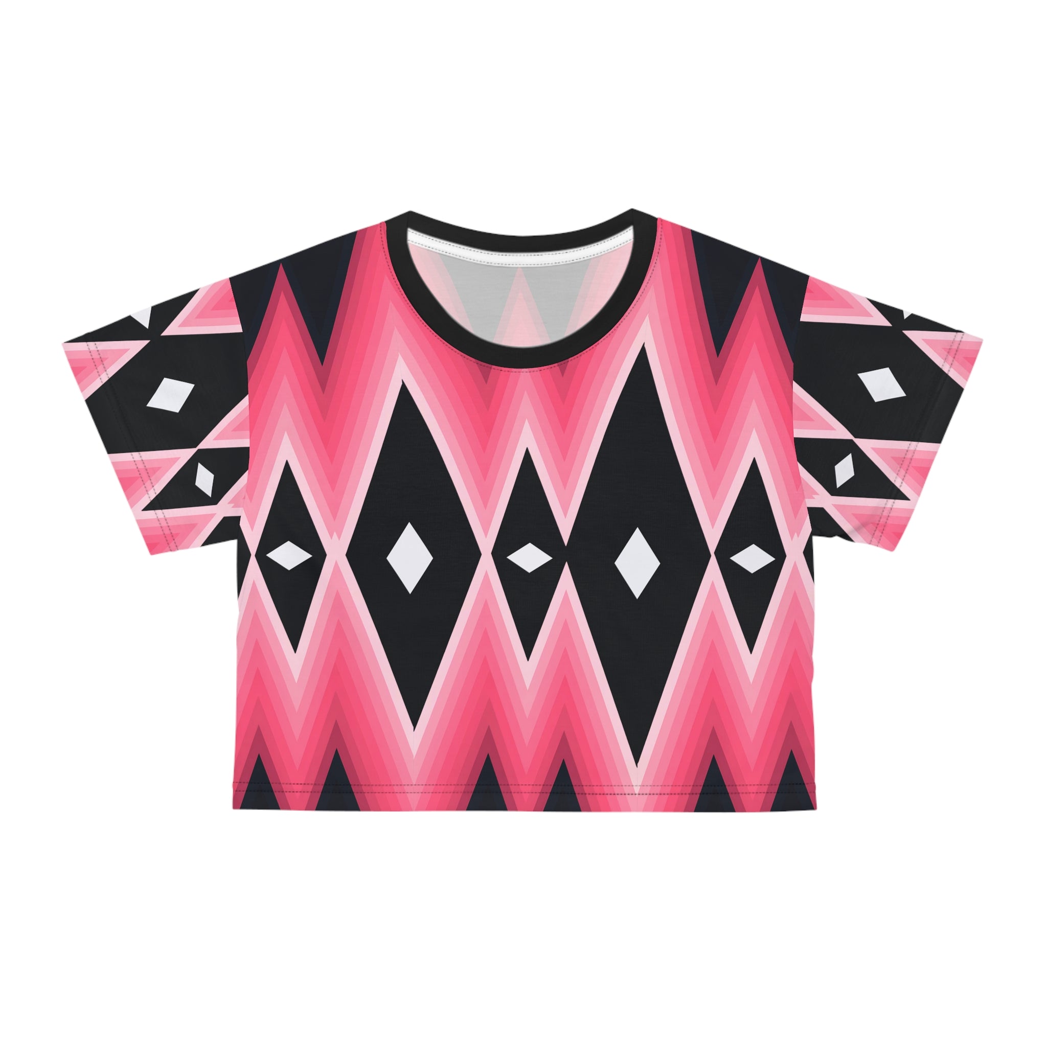 Trendy Geometric Crop Tee - Stylish Abstract Graphic Top for Summer