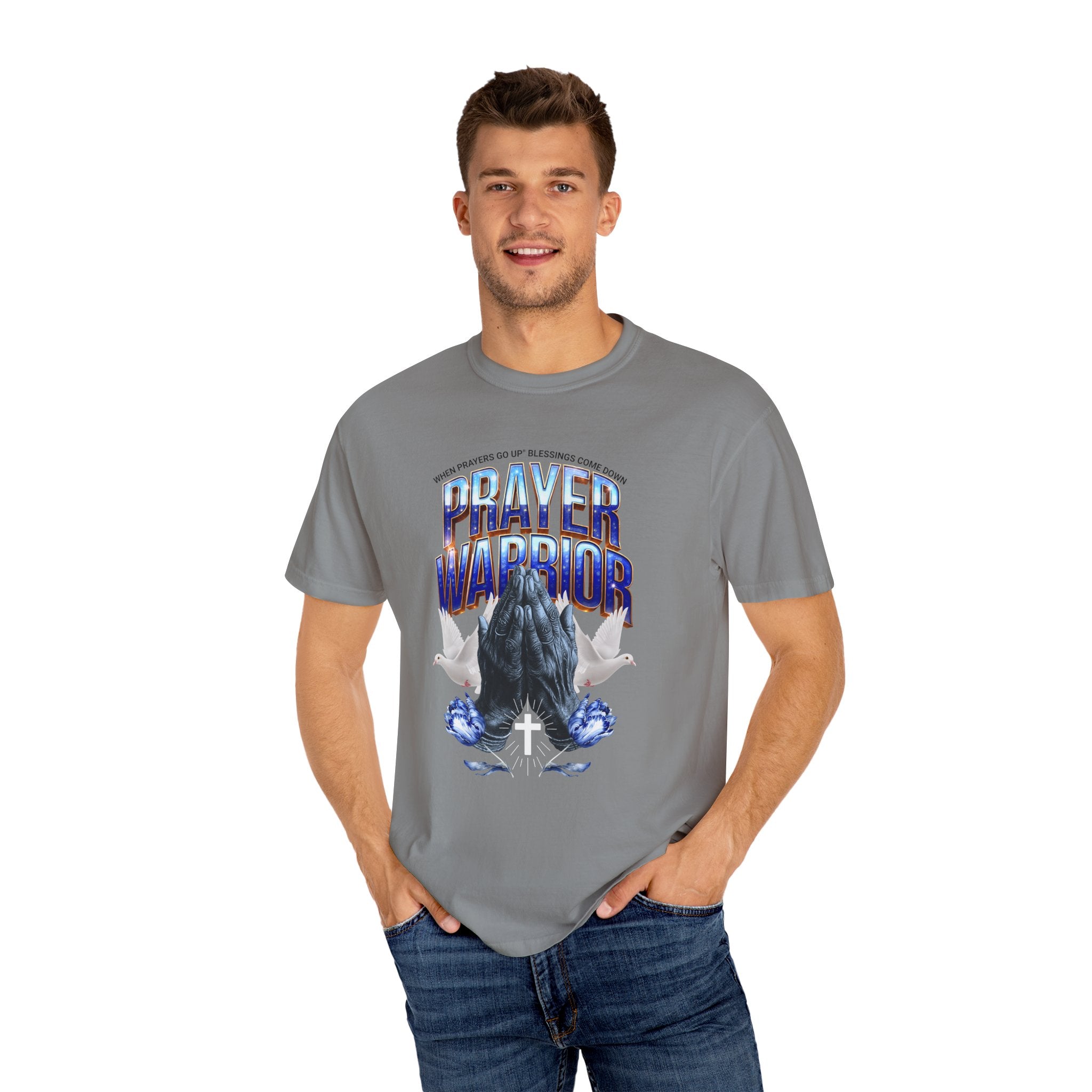 Prayer Warrior Garment-Dyed Unisex T-Shirt | Spiritual, Faith-Inspired Apparel - Angel Body