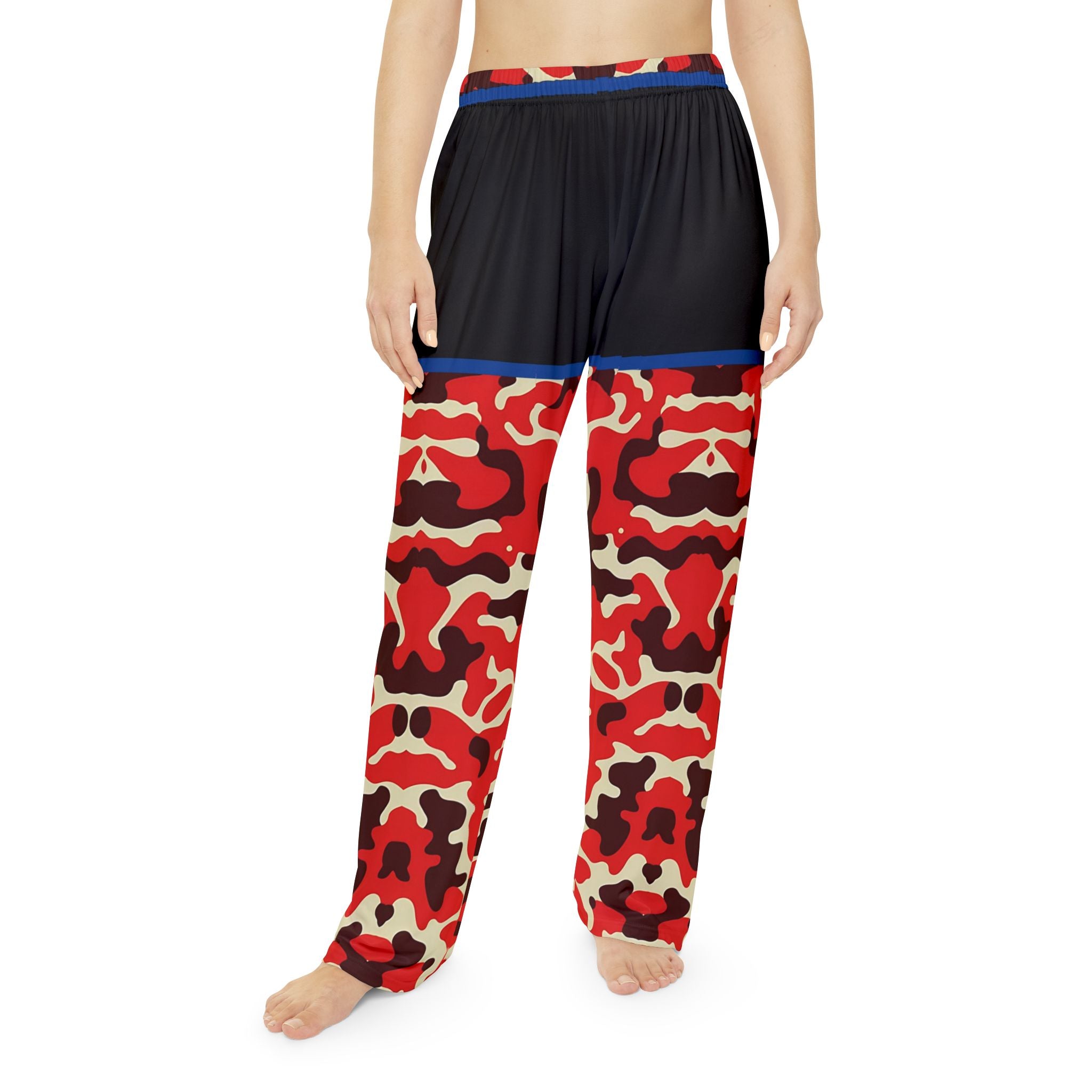 Stylish Women's Pajama Pants - Bold Red Camo Design for Comfort and Relaxation