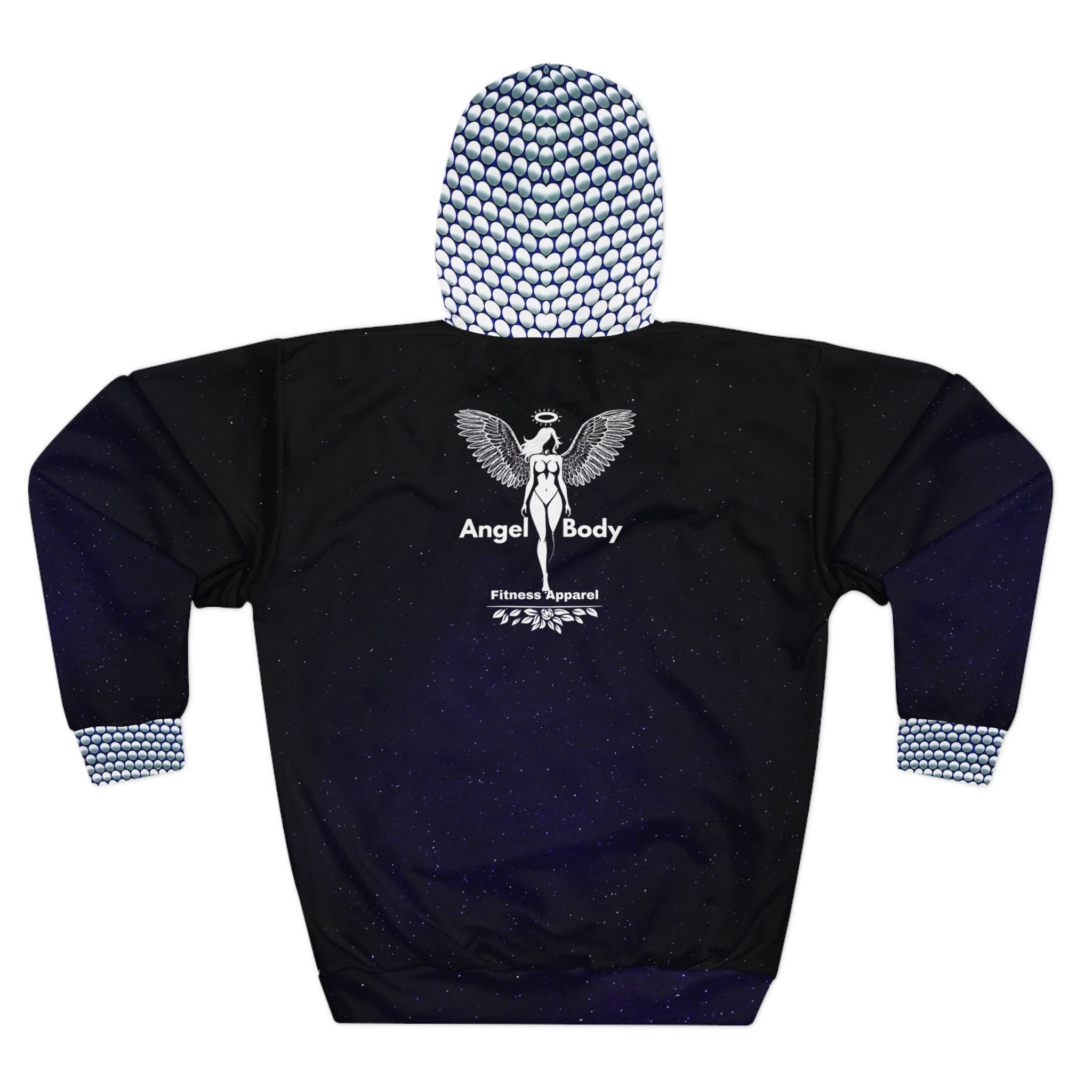 Celestial Angel Wings Unisex Pullover Hoodie - Fitness Apparel for Cosmic Souls