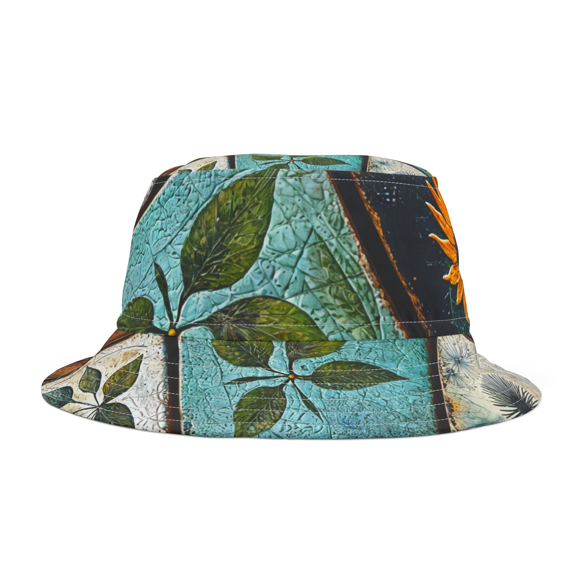 Sunflower Mosaic Bucket Hat, Floral Summer Hat, Beach Accessories, Sun Protection Hat, Gift for Garden Lovers - Angel Body