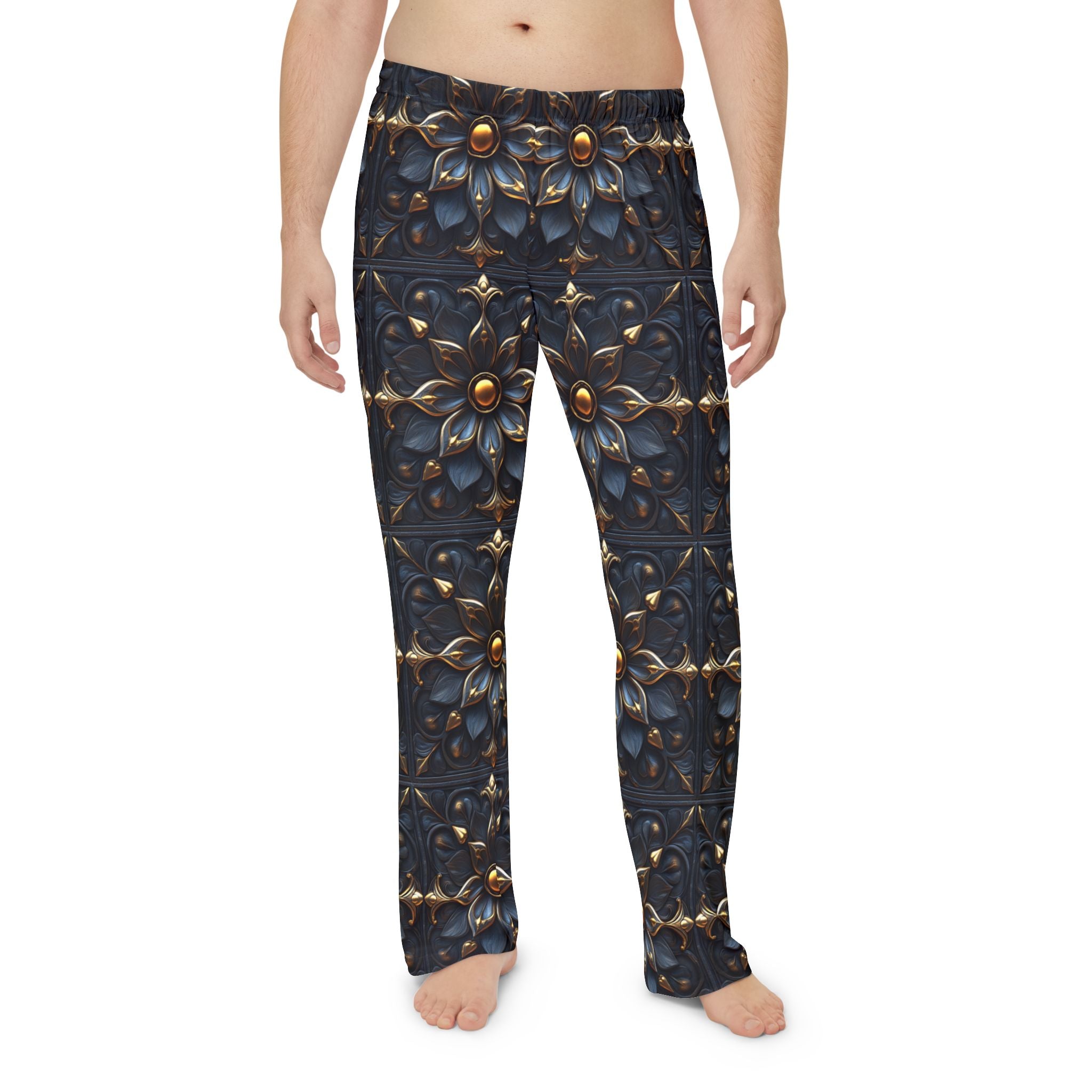 Men's 3D Floral Pattern Pajama Pants - Comfortable Sleepwear for Relaxation