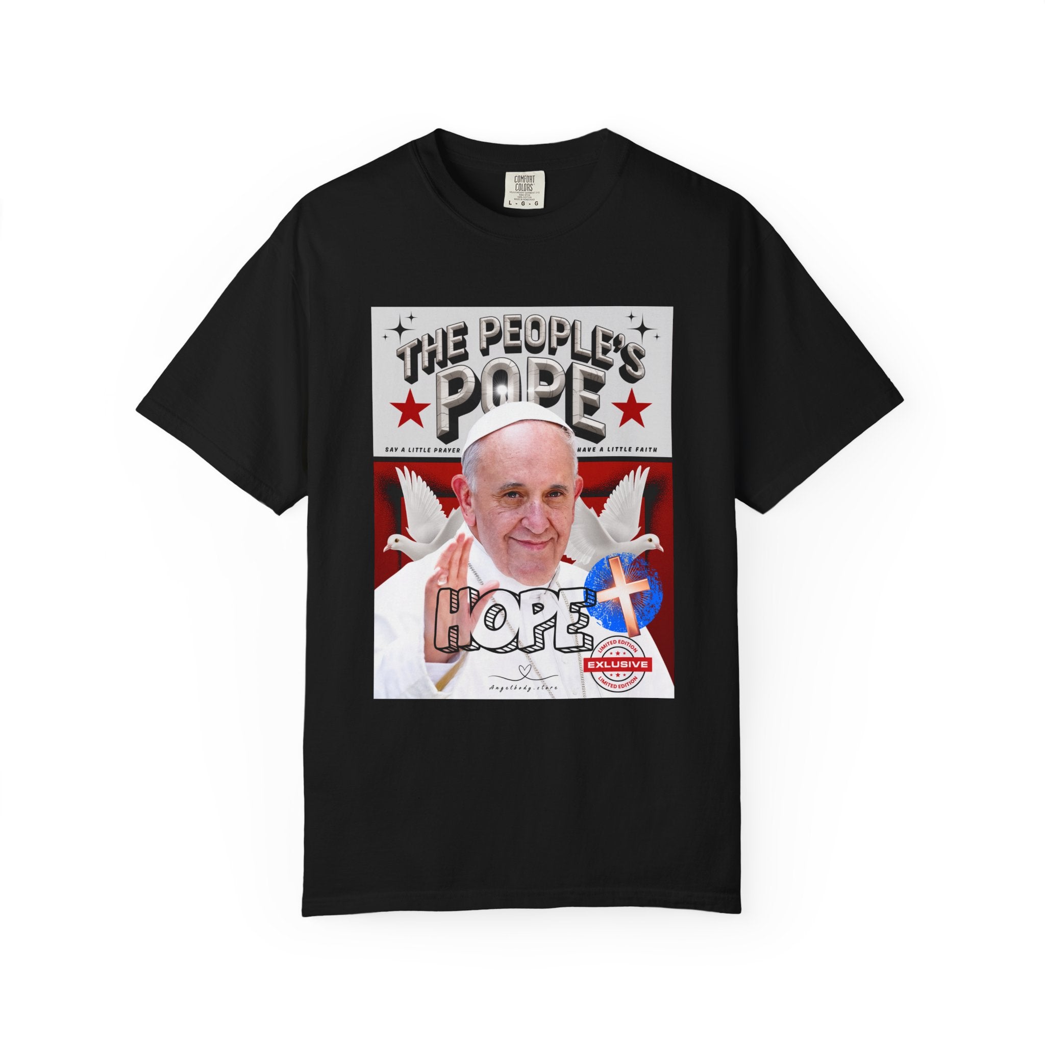 Hope-Filled Unisex Garment-Dyed T-Shirt featuring Pope Francis - Angel Body
