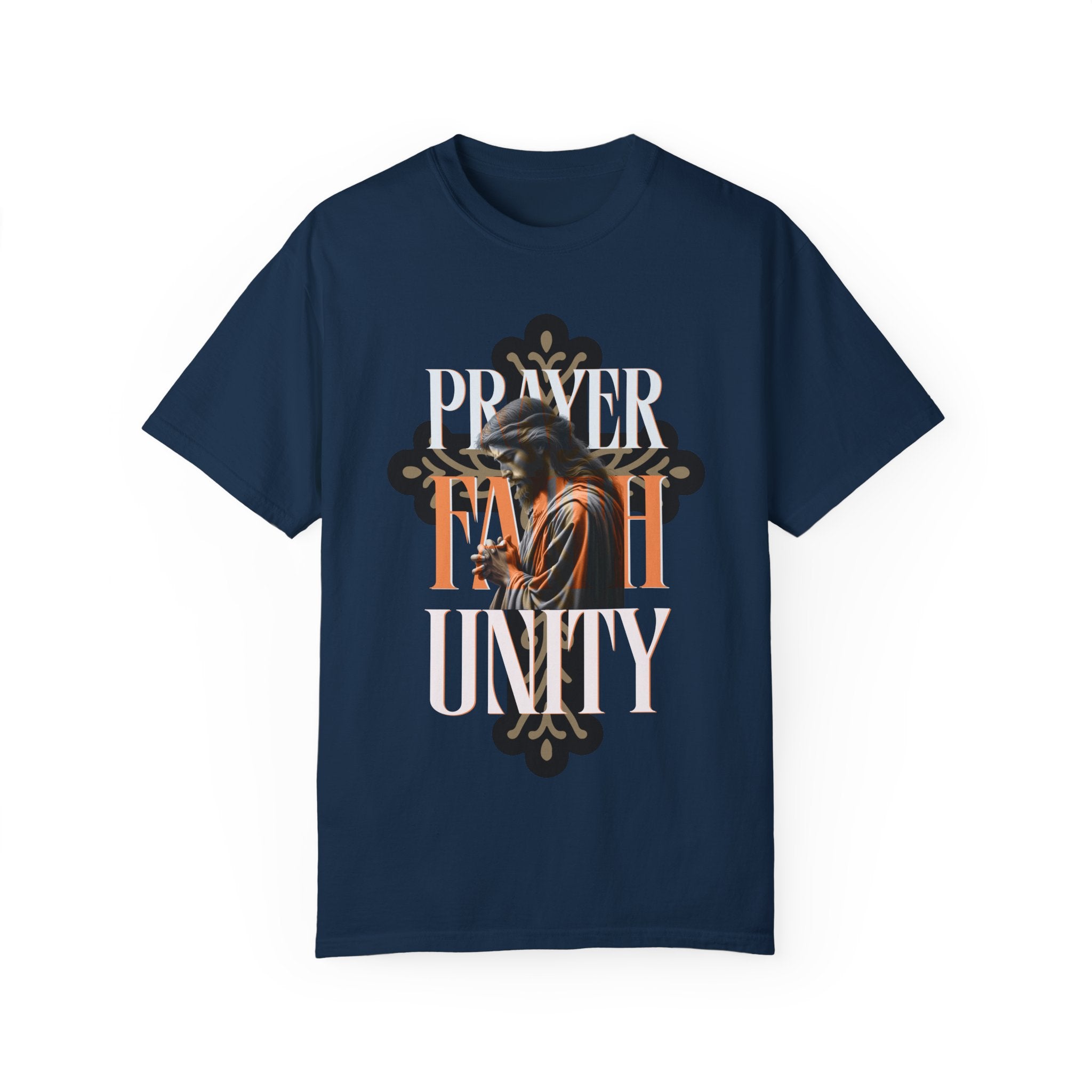 Garment-Dyed Faith & Unity T-Shirt - Prayer Design