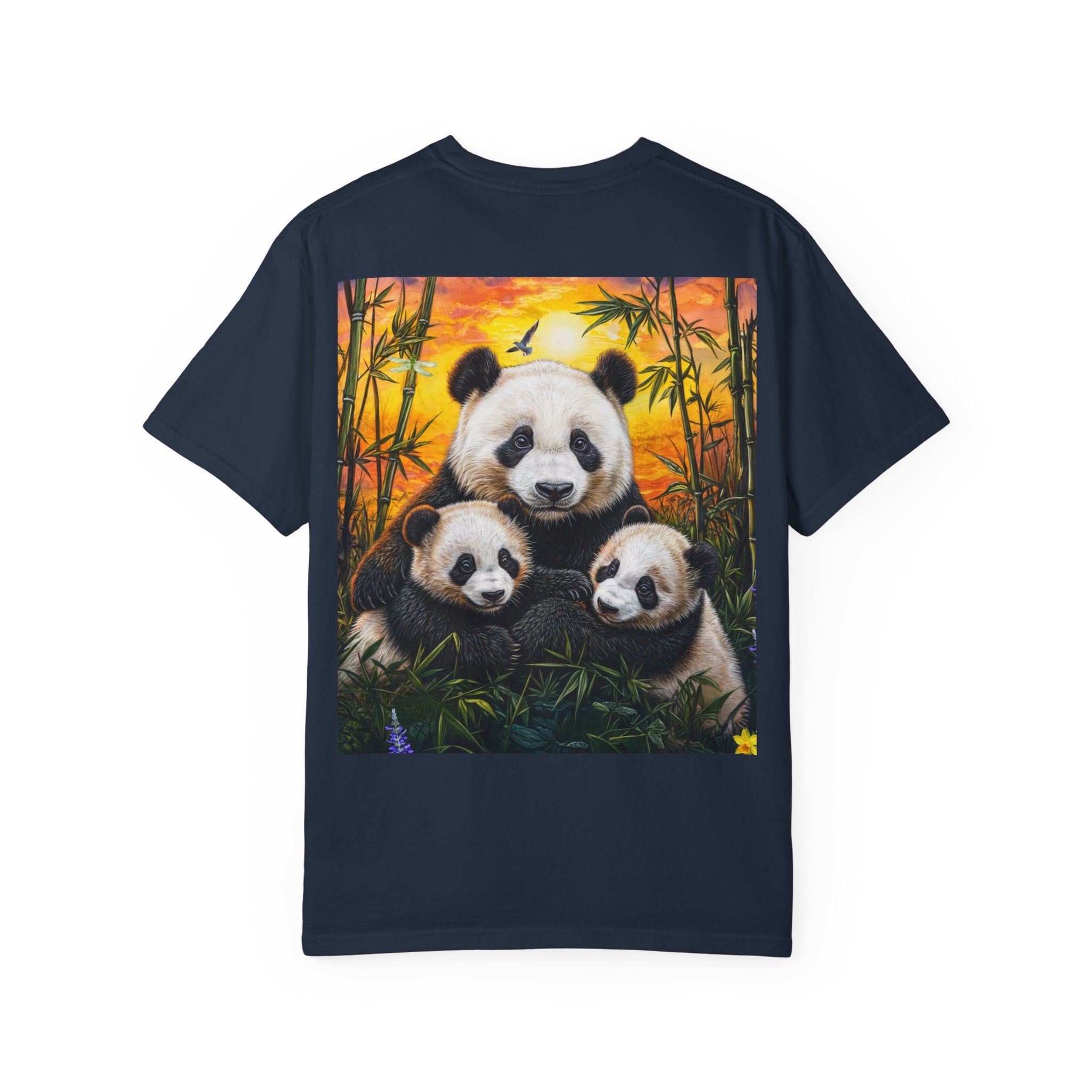 Cute Panda Family Unisex Garment-Dyed T-shirt - Perfect for Animal Lovers