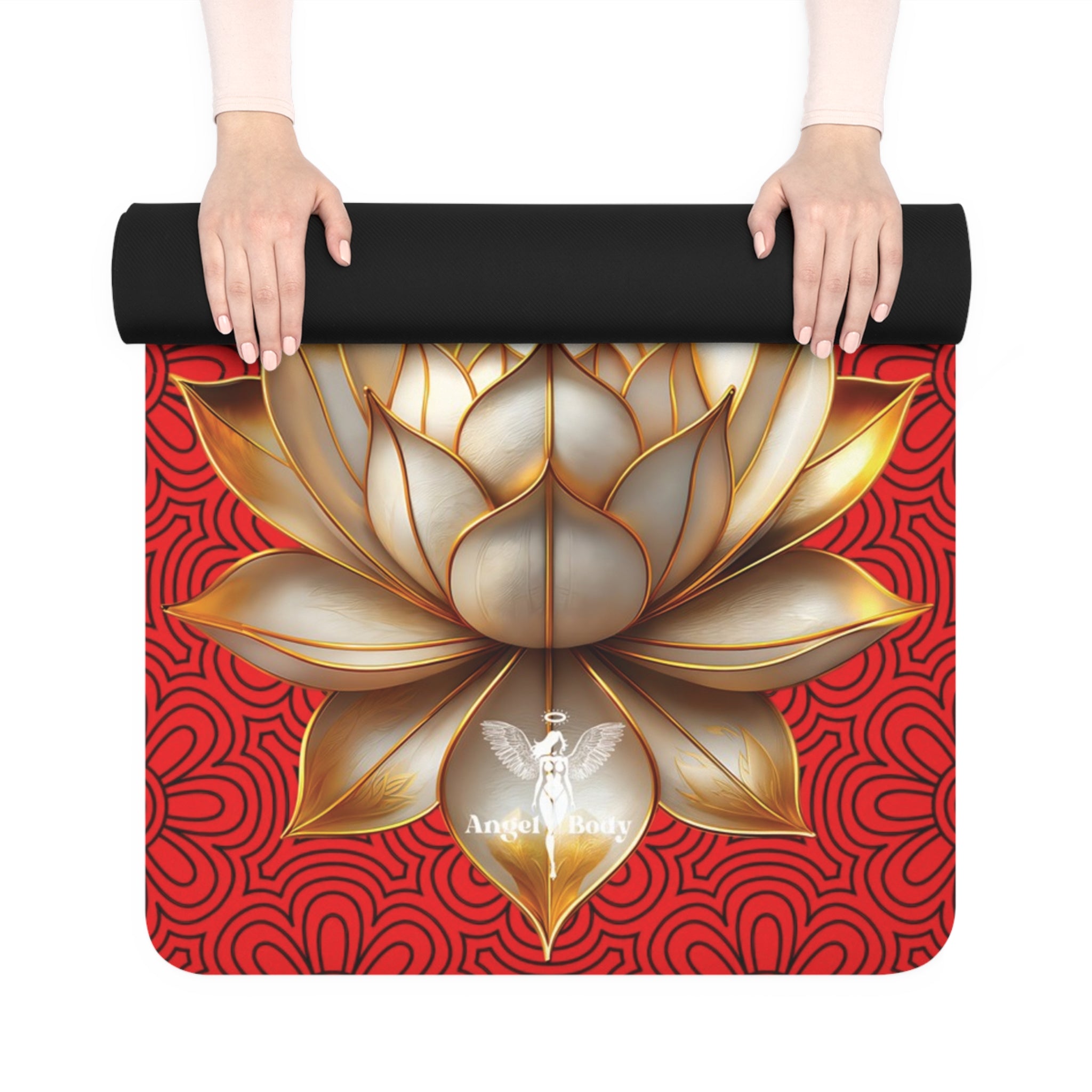 Yoga Mat - Colorful Lotus Flower Design for Meditation and Purity - Angel Body