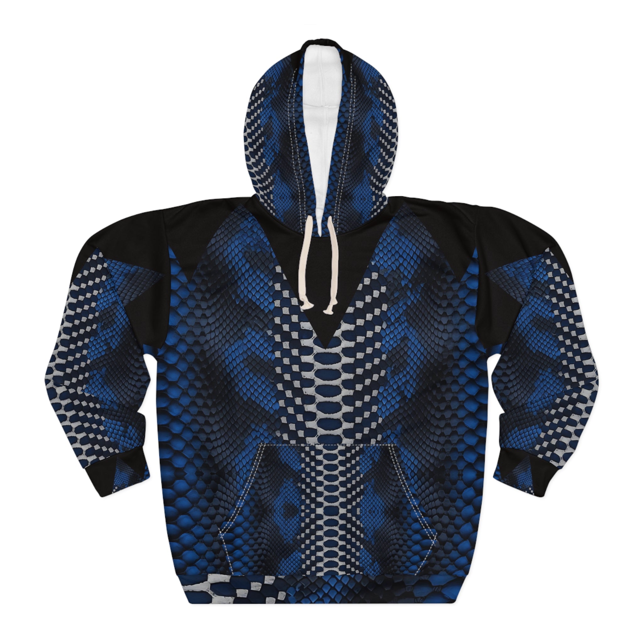 Blue Snake Print Unisex Pullover Hoodie | Trendy and Stylish Outerwear for Casual Wear - Angel Body