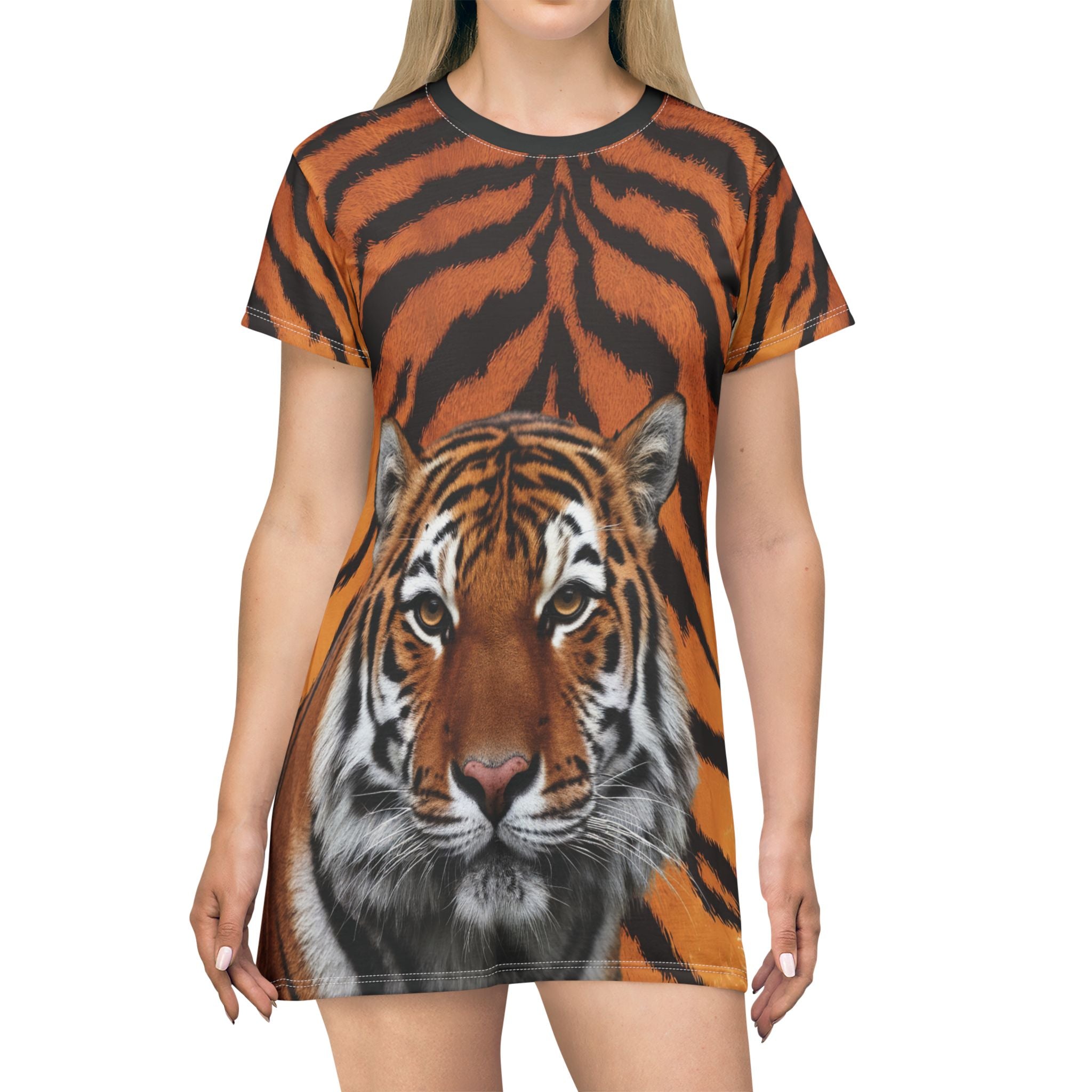 Bold Tiger Print T-Shirt Dress - Wild Animal Inspired Fashion