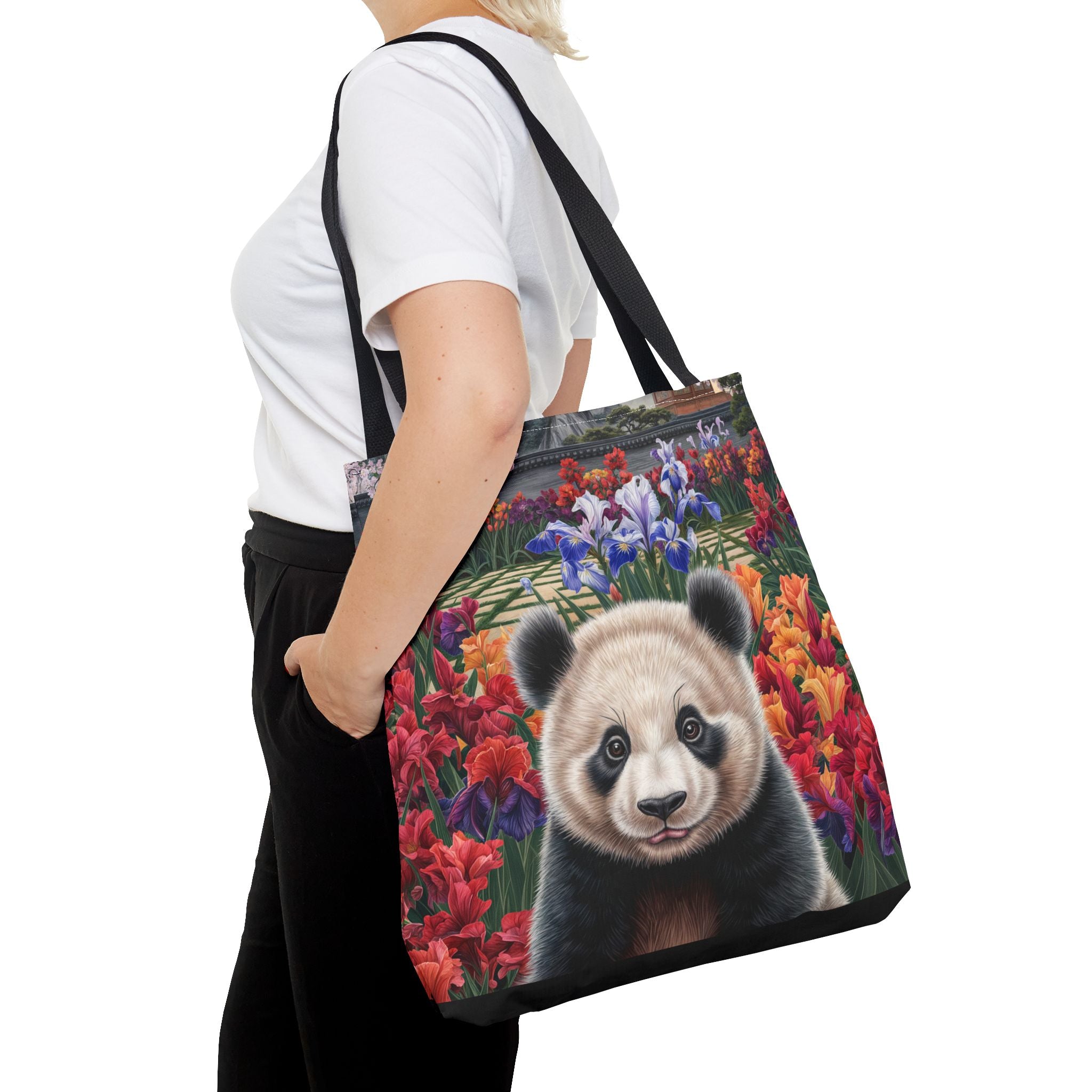 Adorable Panda Tote Bag - Floral Design for Animal Lovers