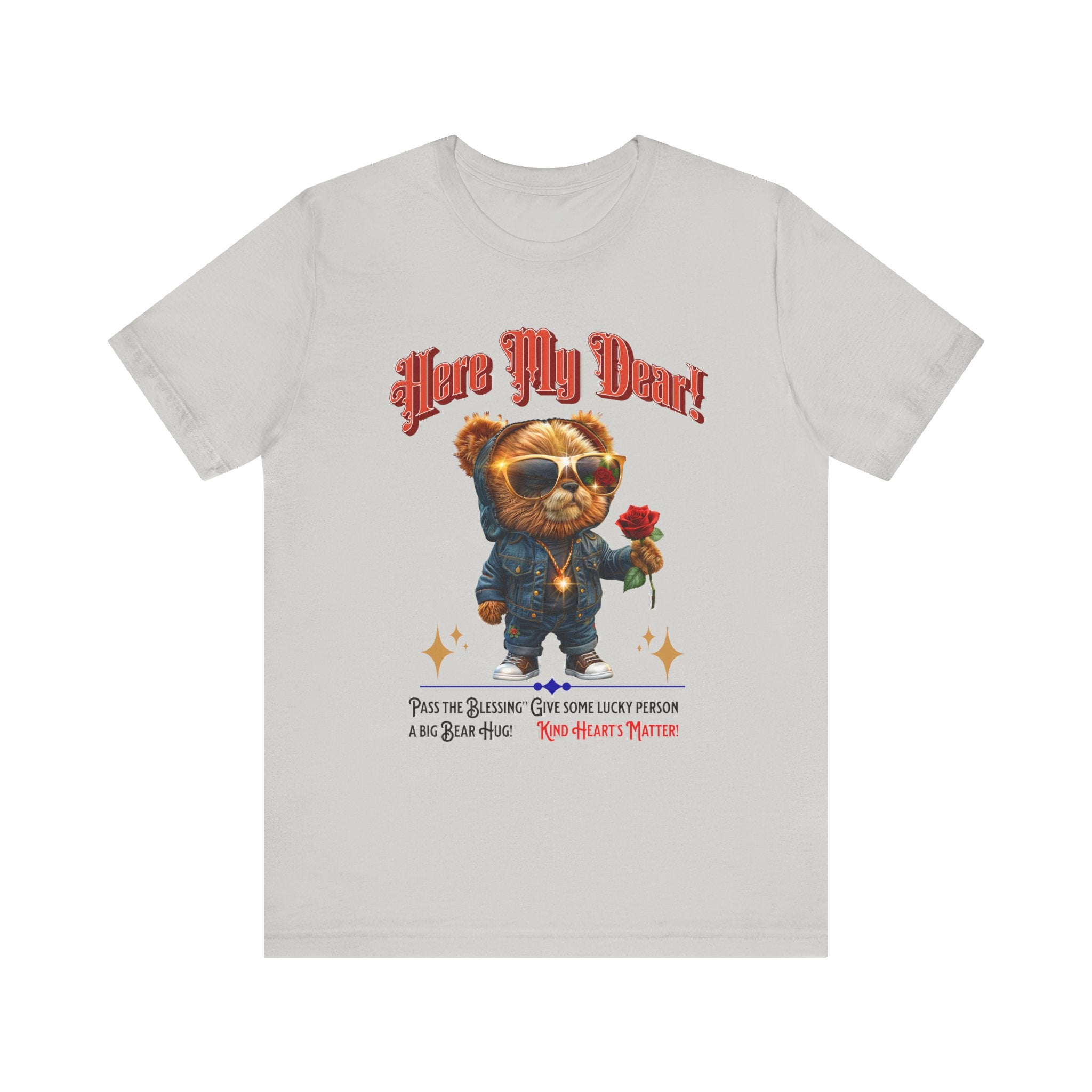 Teddy Bear Red Rose T-Shirt - Fun Cool Unisex Tee