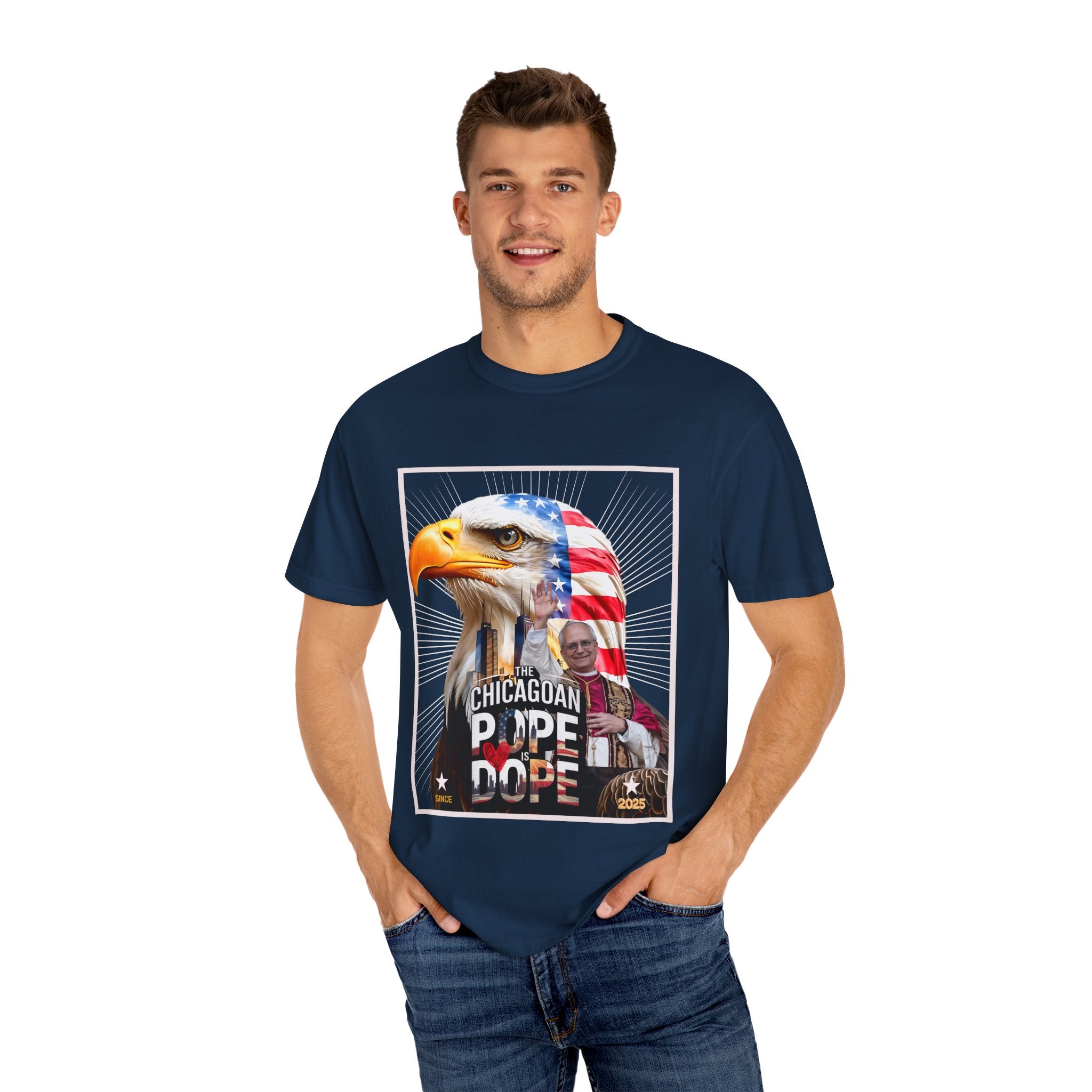 Patriotic Eagle Graphic Unisex T-Shirt - Chicago 2025 - Angel Body