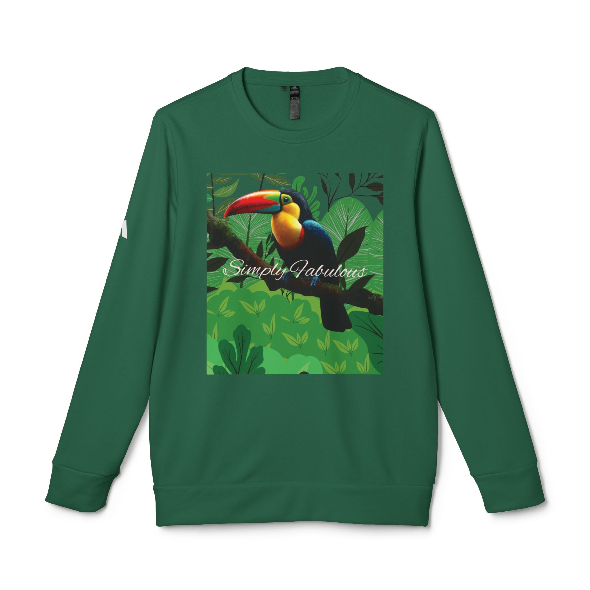 Adidas Unisex Fleece Crewneck Sweatshirt - Simply Fabulous Tropical Toucan Design