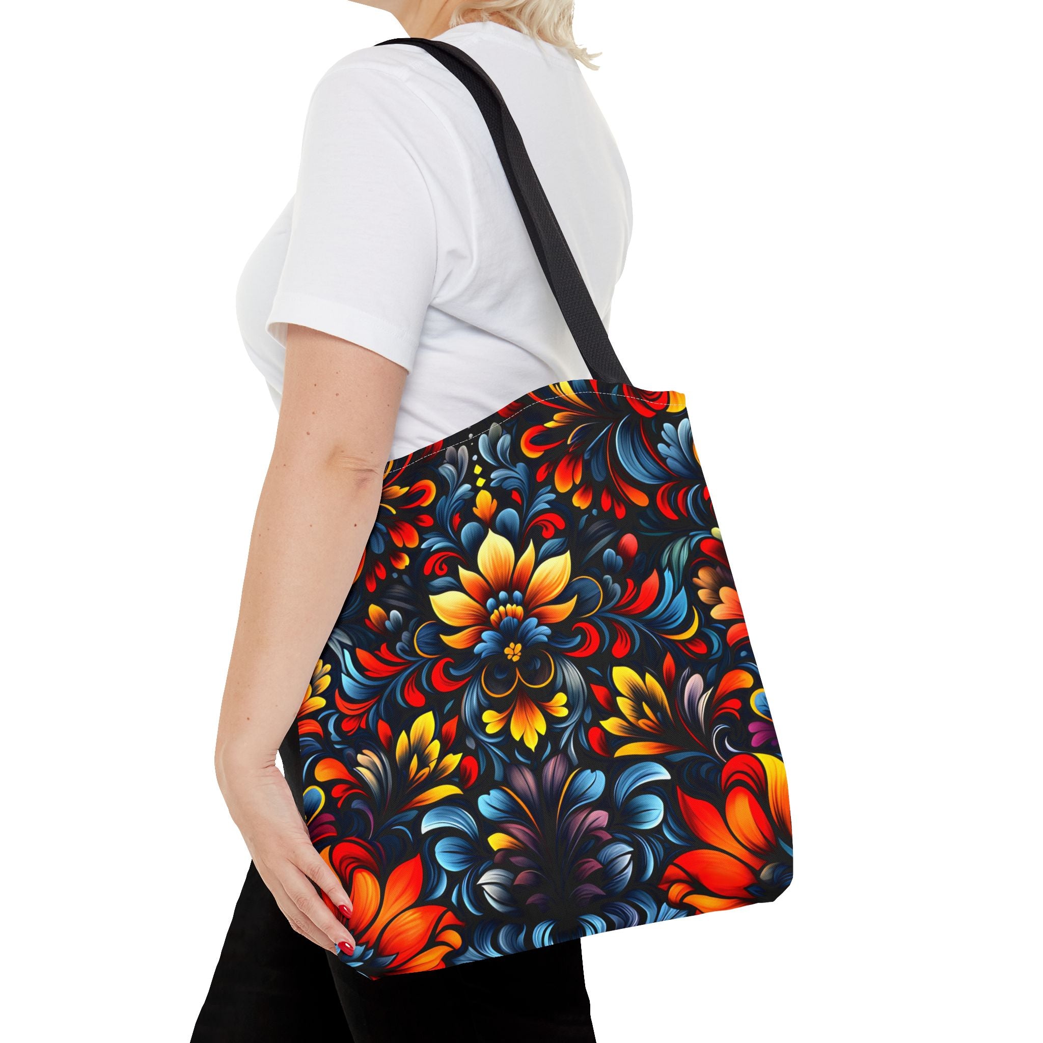 Vibrant Floral Tote Bag - Colorful Pattern for Everyday Use