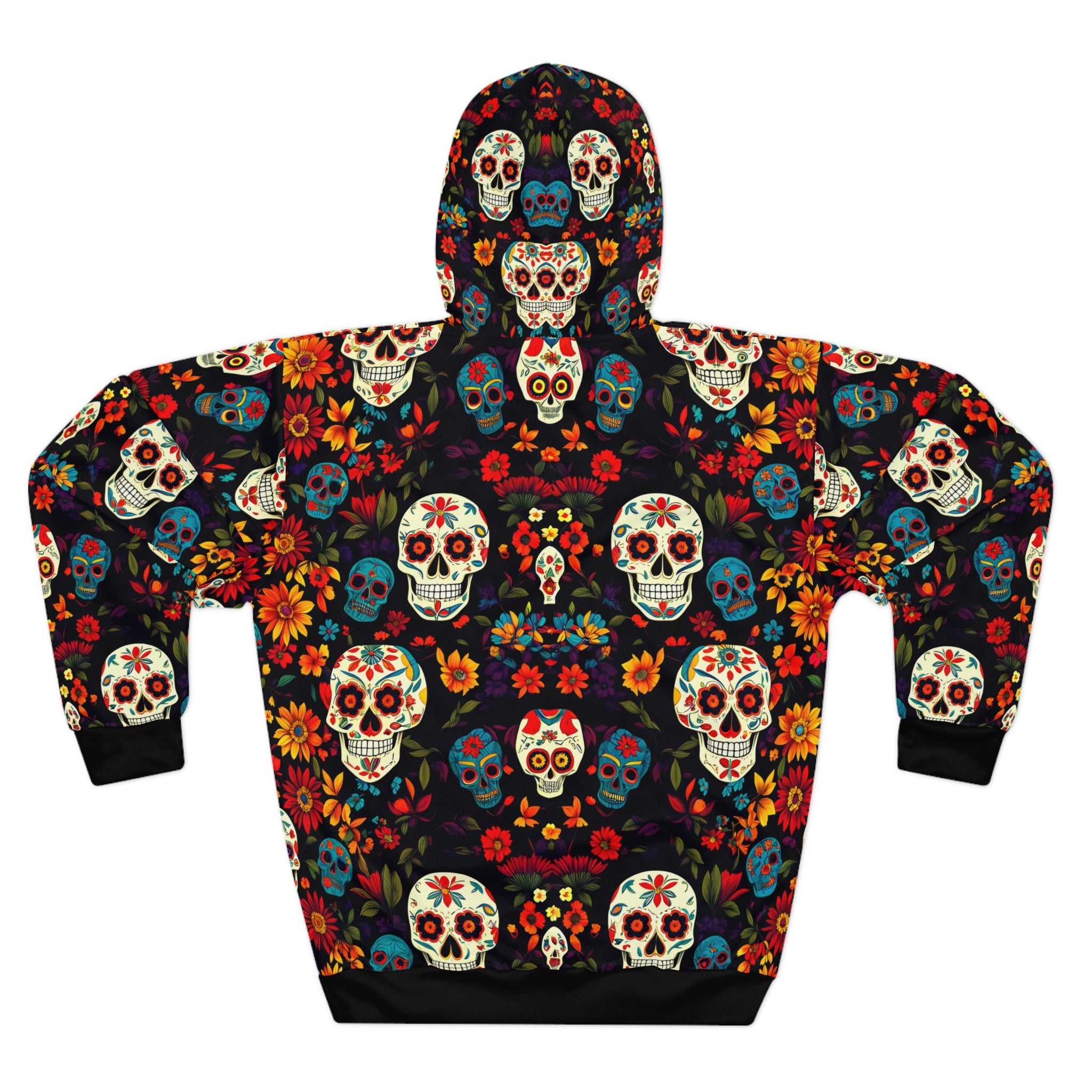 Day of the Dead Floral Skull Hoodie - Unisex Pullover Sweater for Celebration