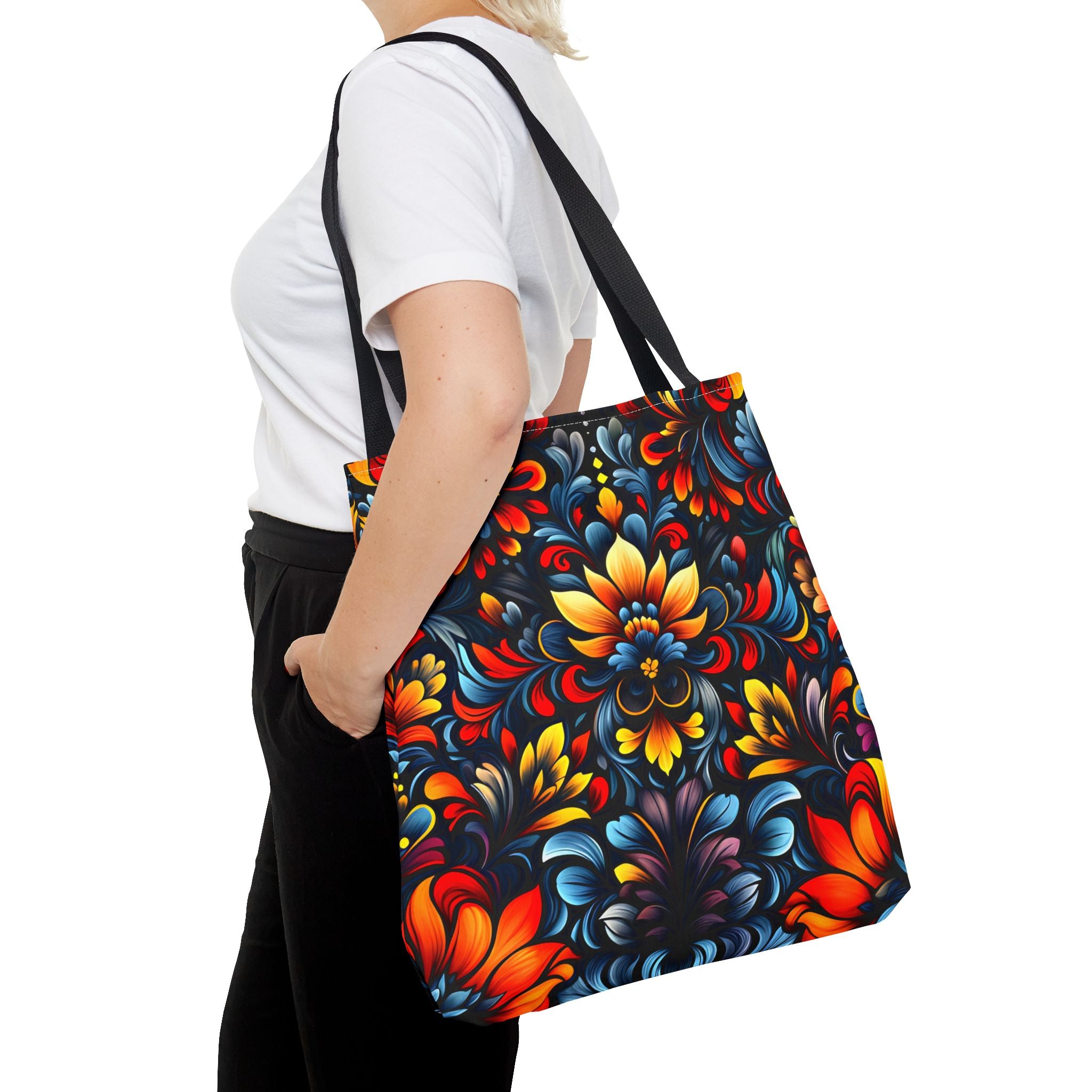 Vibrant Floral Tote Bag - Colorful Pattern for Everyday Use