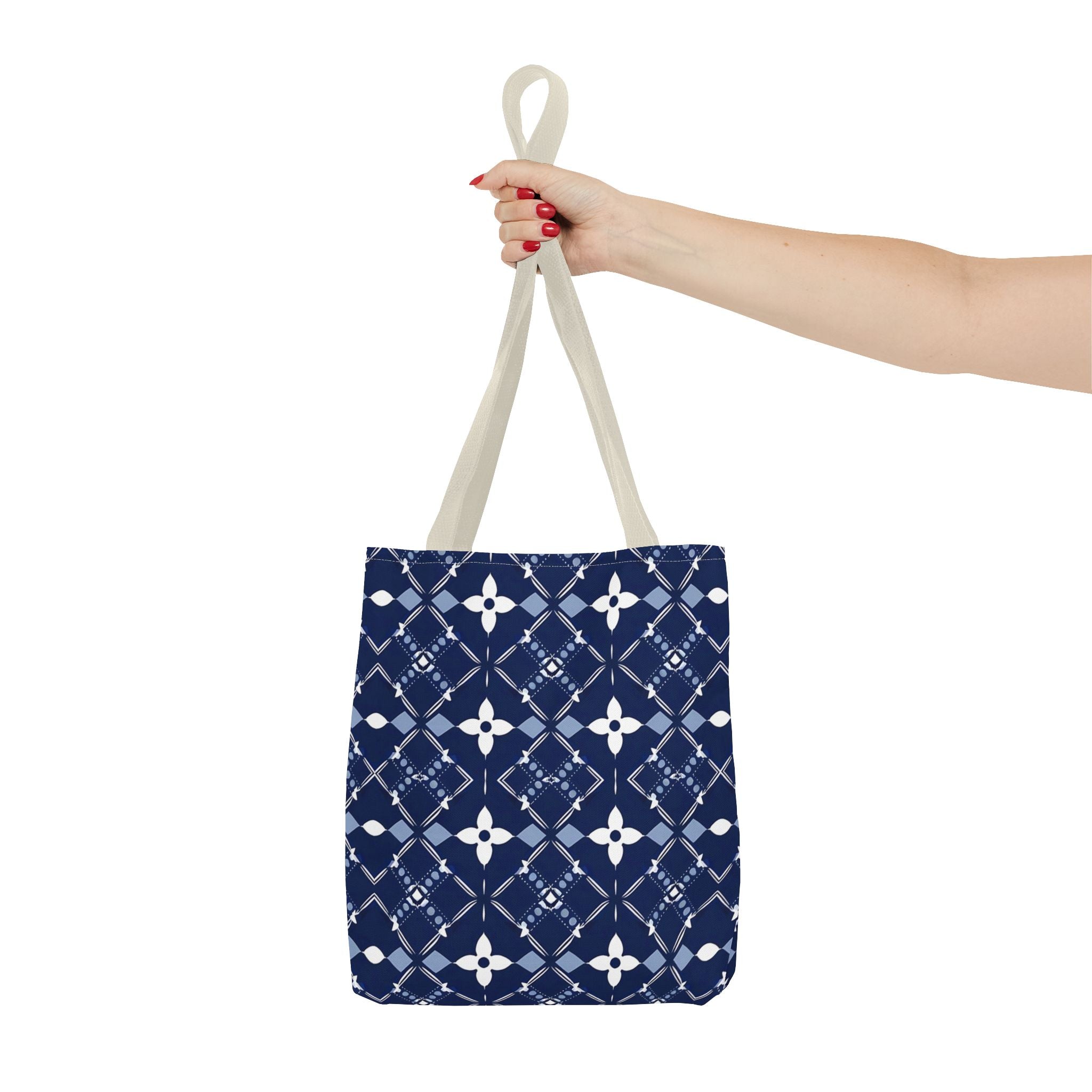 Navy Floral Pattern Tote Bag - Stylish & Versatile for Everyday Use