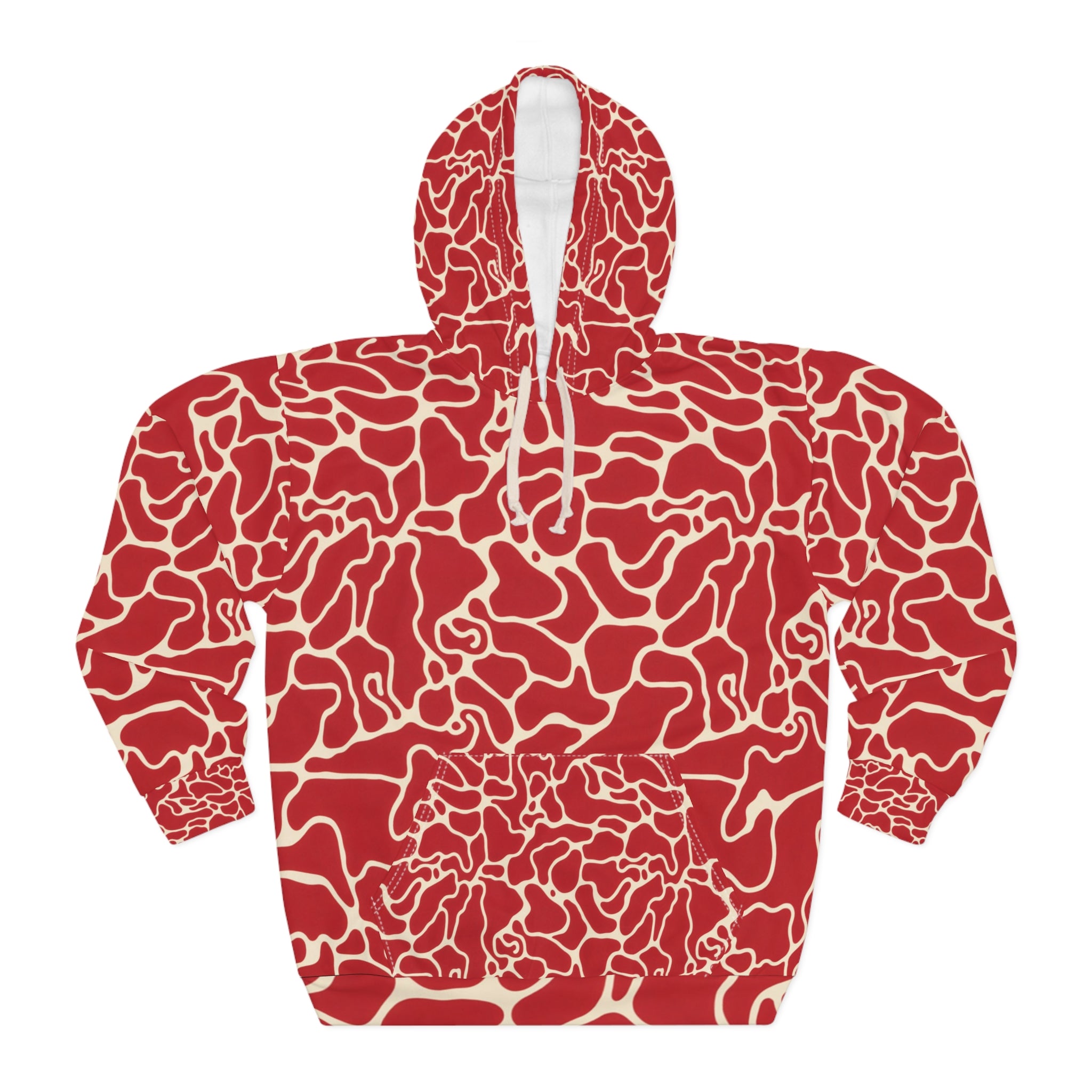 Abstract Red Pattern Unisex Pullover Hoodie - Comfortable and Stylish Outdoor Wear