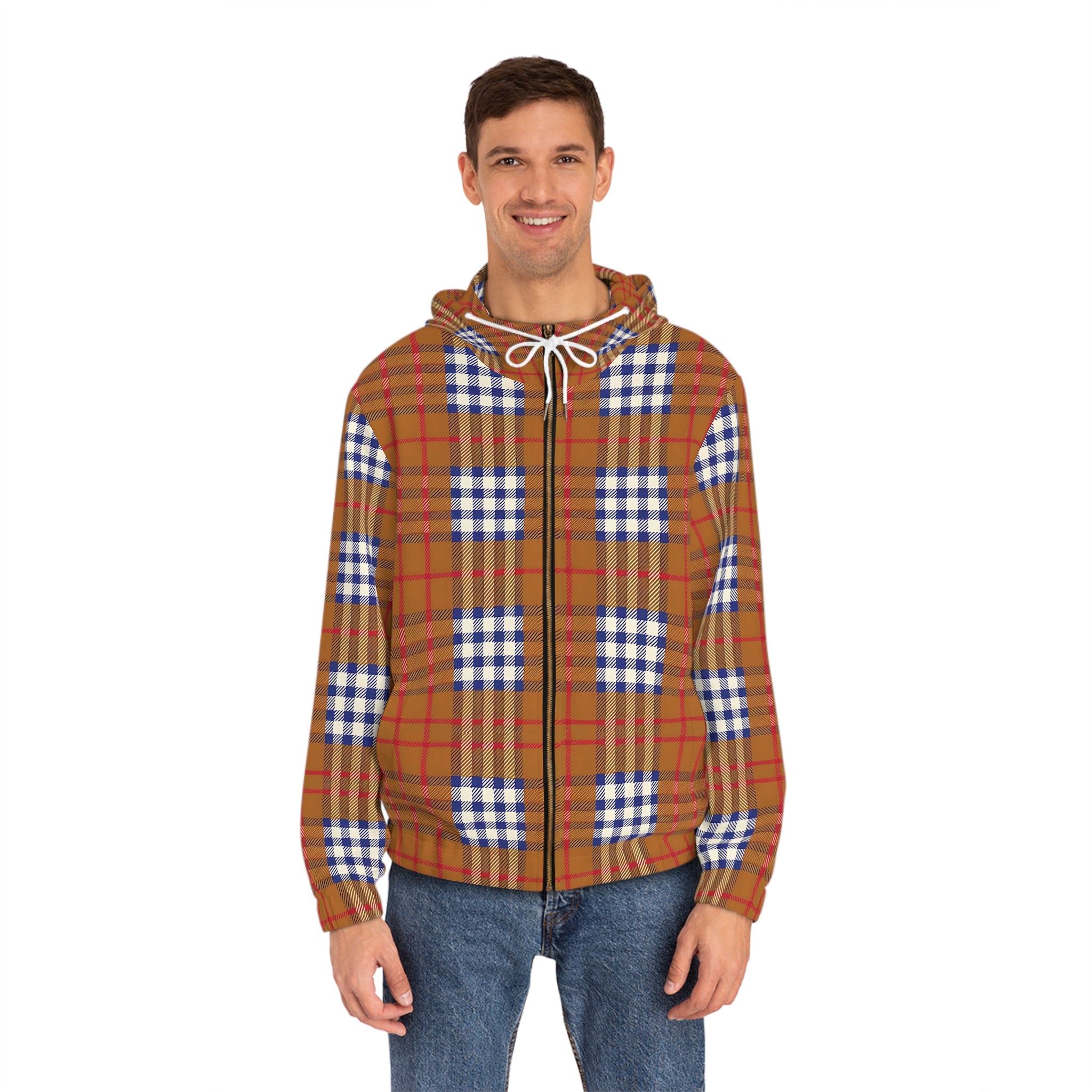 Amazing Plaid Full-Zip Hoodie - Cozy Men's Layer for Every Season