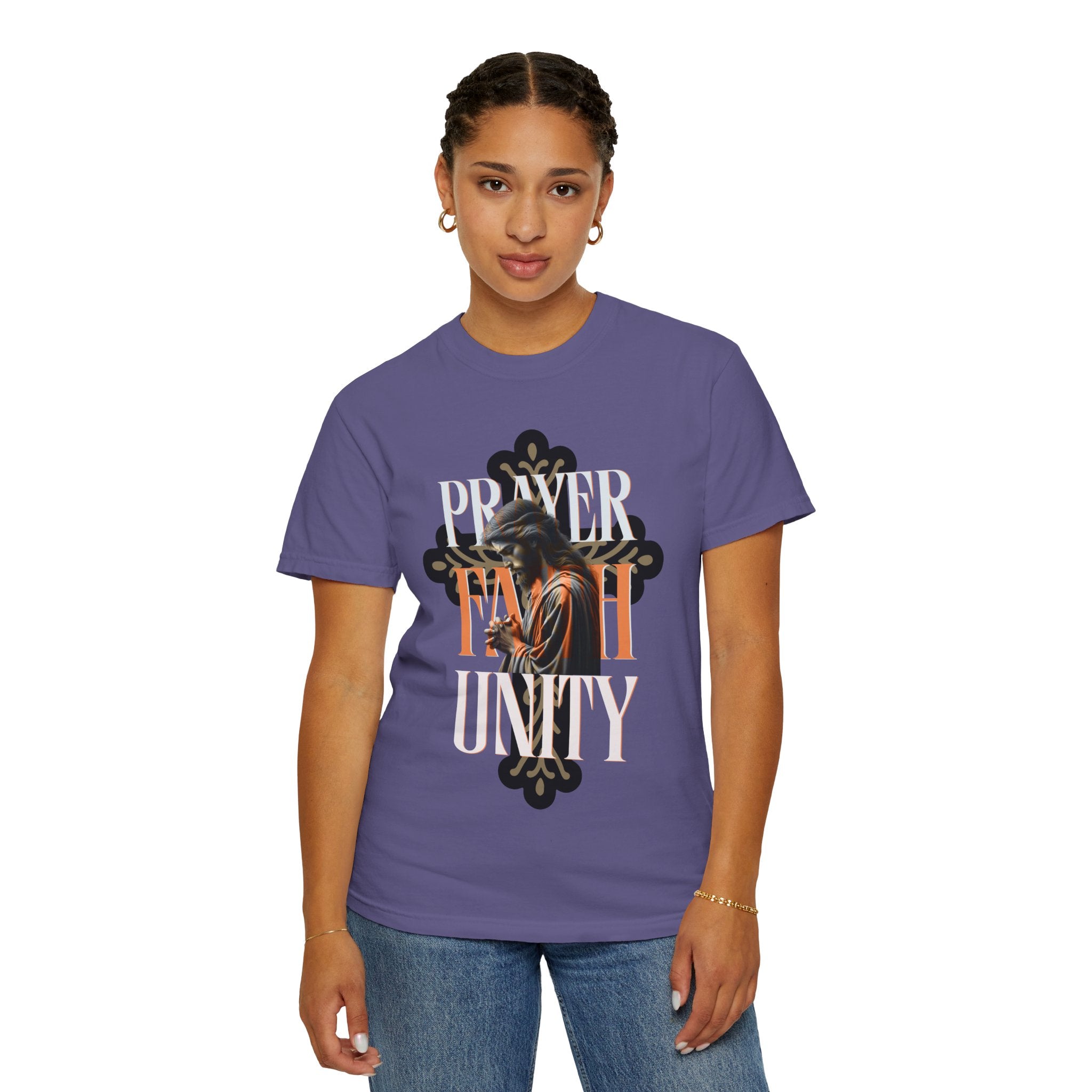 Garment-Dyed Faith & Unity T-Shirt - Prayer Design