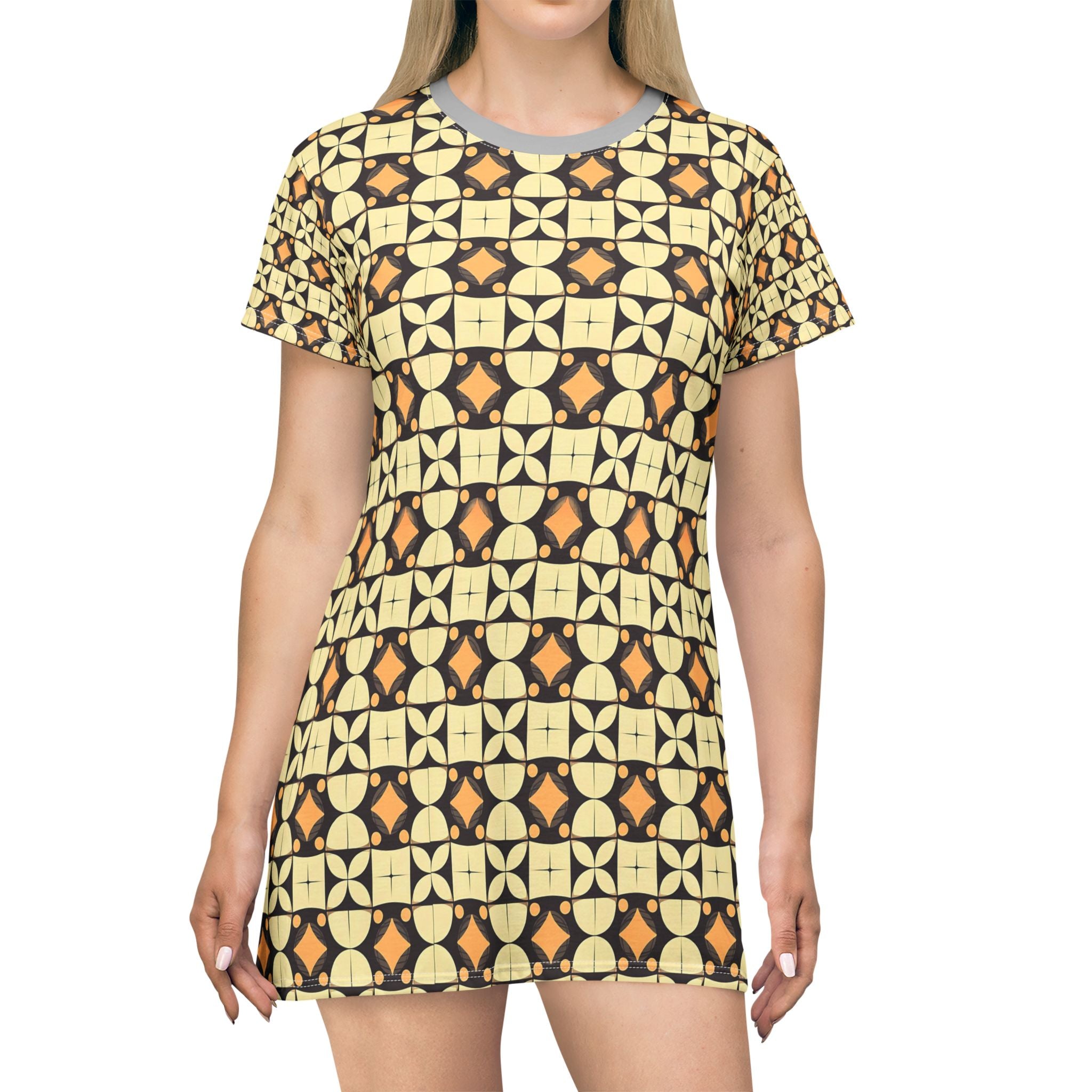 Boho Pattern T-Shirt Dress - Vintage Vibes for Everyday Comfort