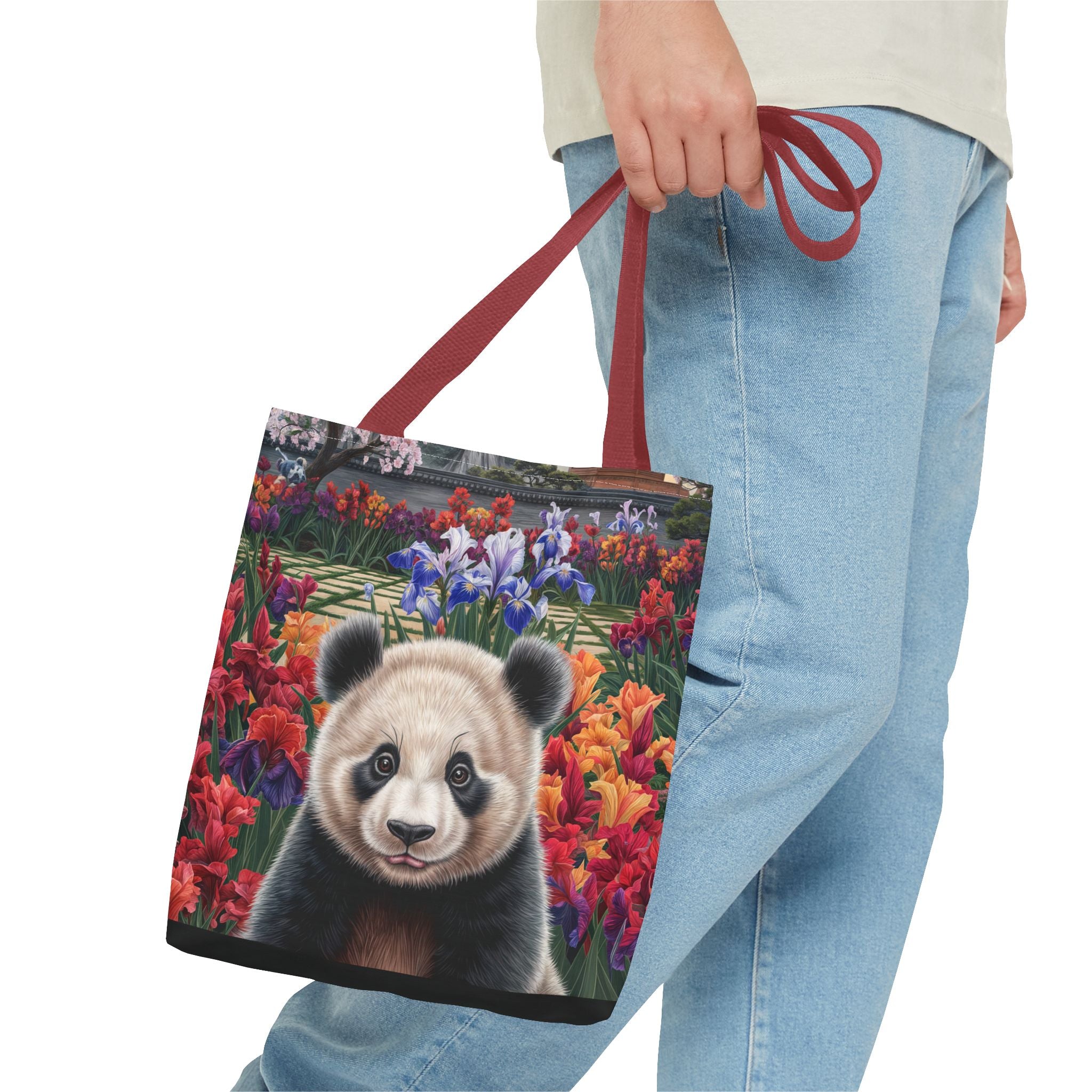 Adorable Panda Tote Bag - Floral Design for Animal Lovers