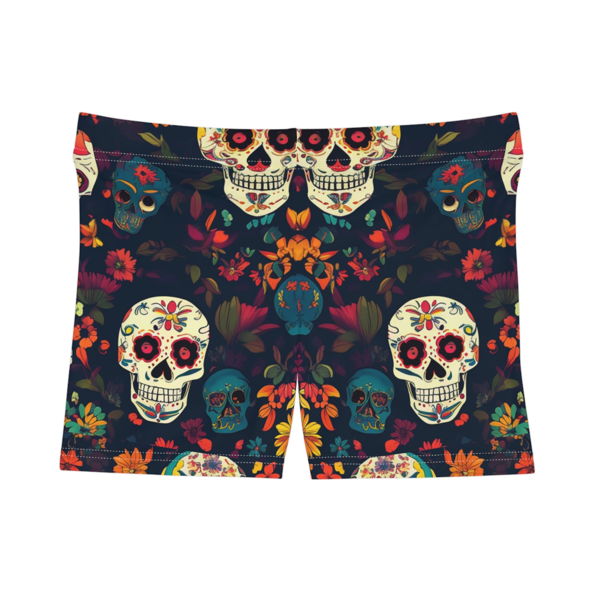 Women's Floral Skull Print Shorts - Boho Chic Summer Vibes