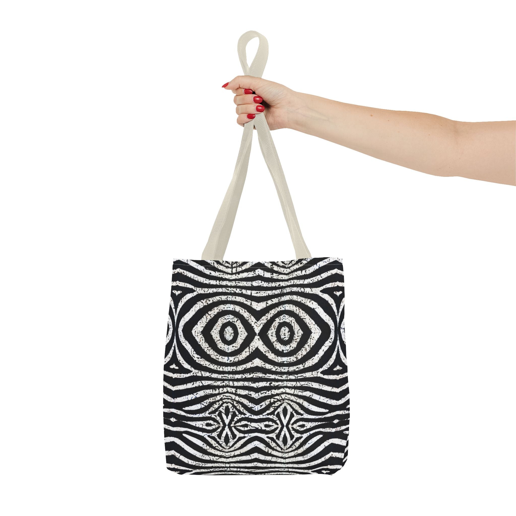 Trendy Black and White Tote Bag with Abstract Pattern | Stylish and Versatile Carryall