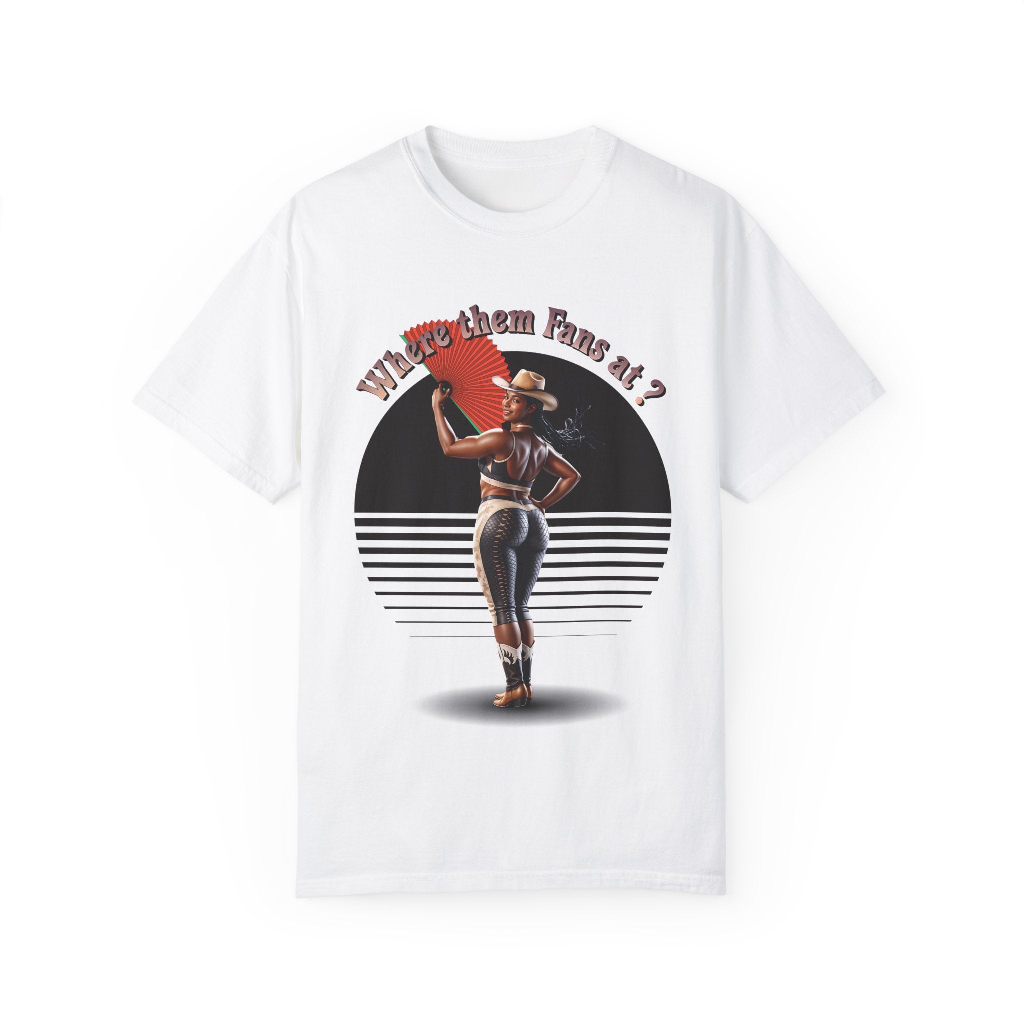 Retro Graphic T-Shirt - 'Where Them Fans At' Urban Style - Angel Body