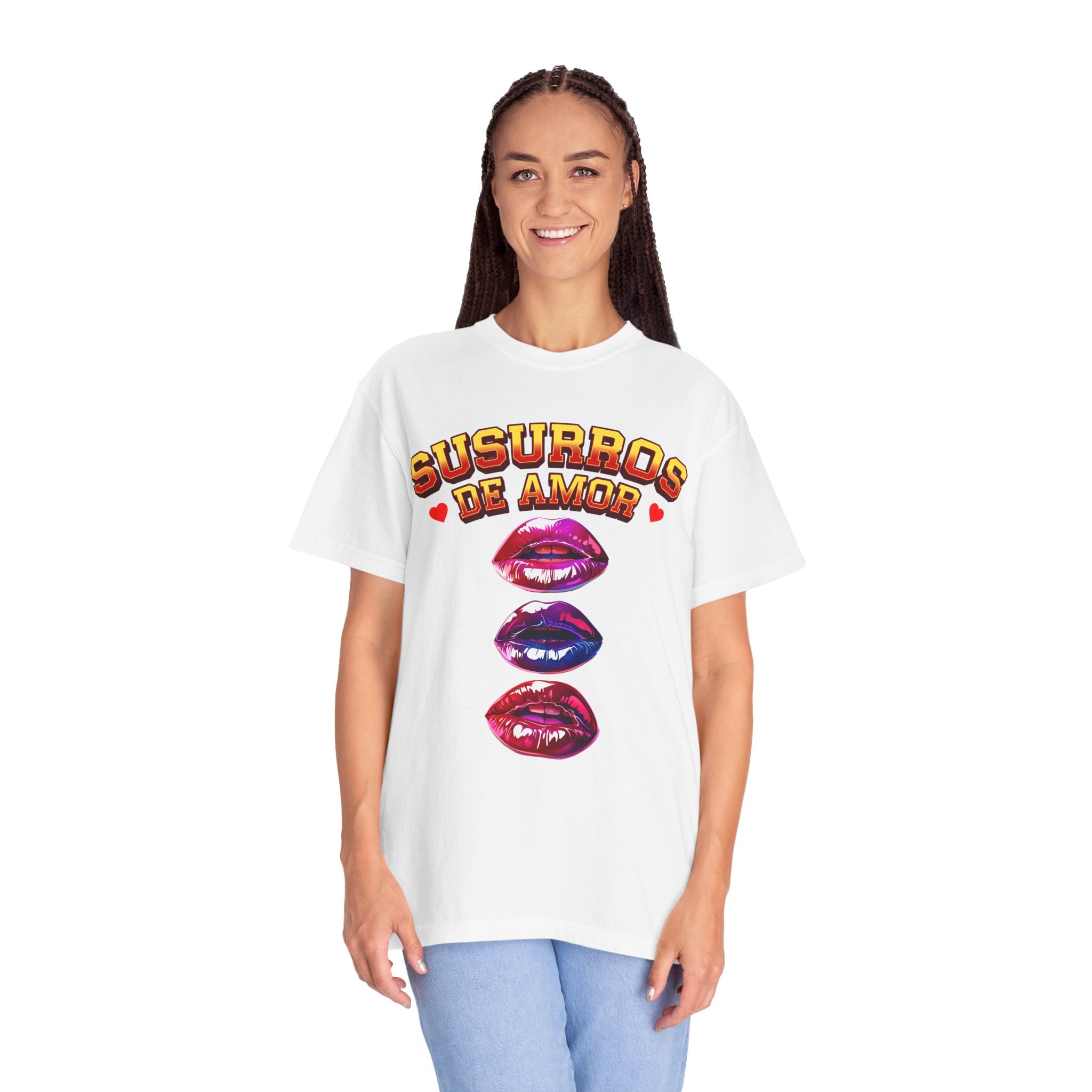 Unisex Artistic Lip Print T-Shirt - 'Susurros de Amor'