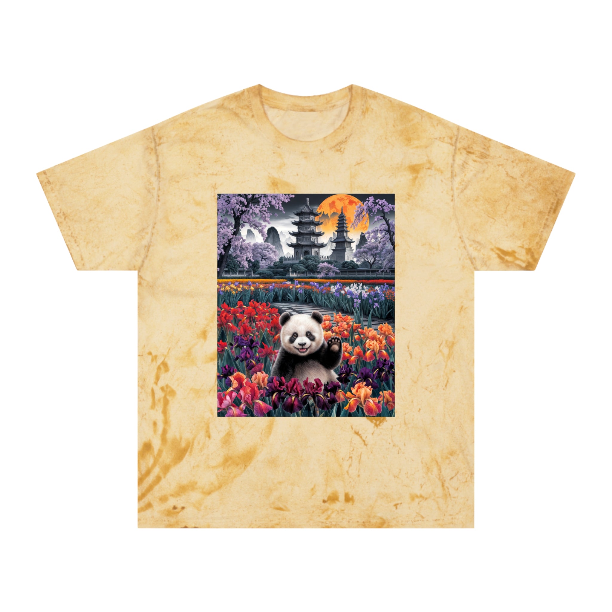 Vibrant Panda Delight Unisex T-Shirt - Colorful Floral Design