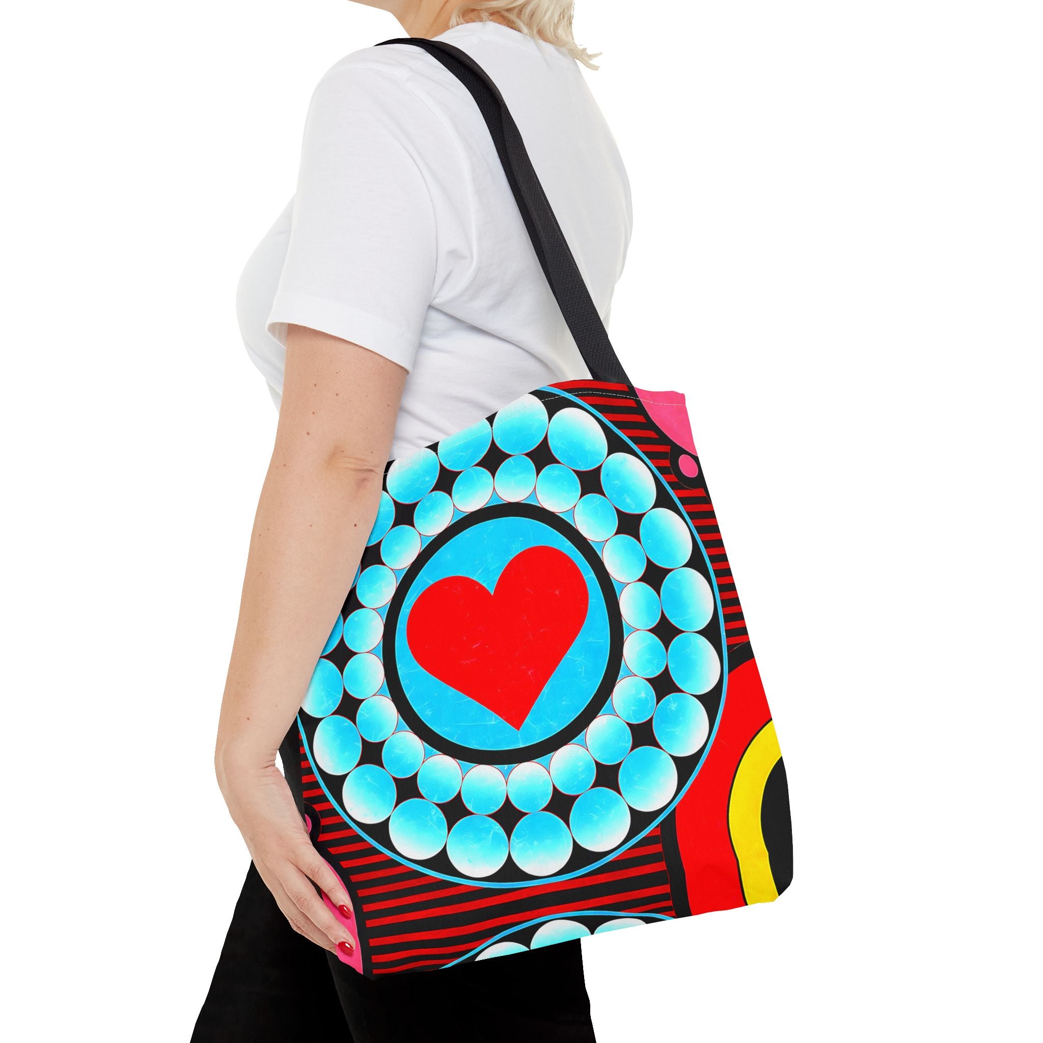 Colorful Heart Pattern Tote Bag - Perfect for Love and Festivals