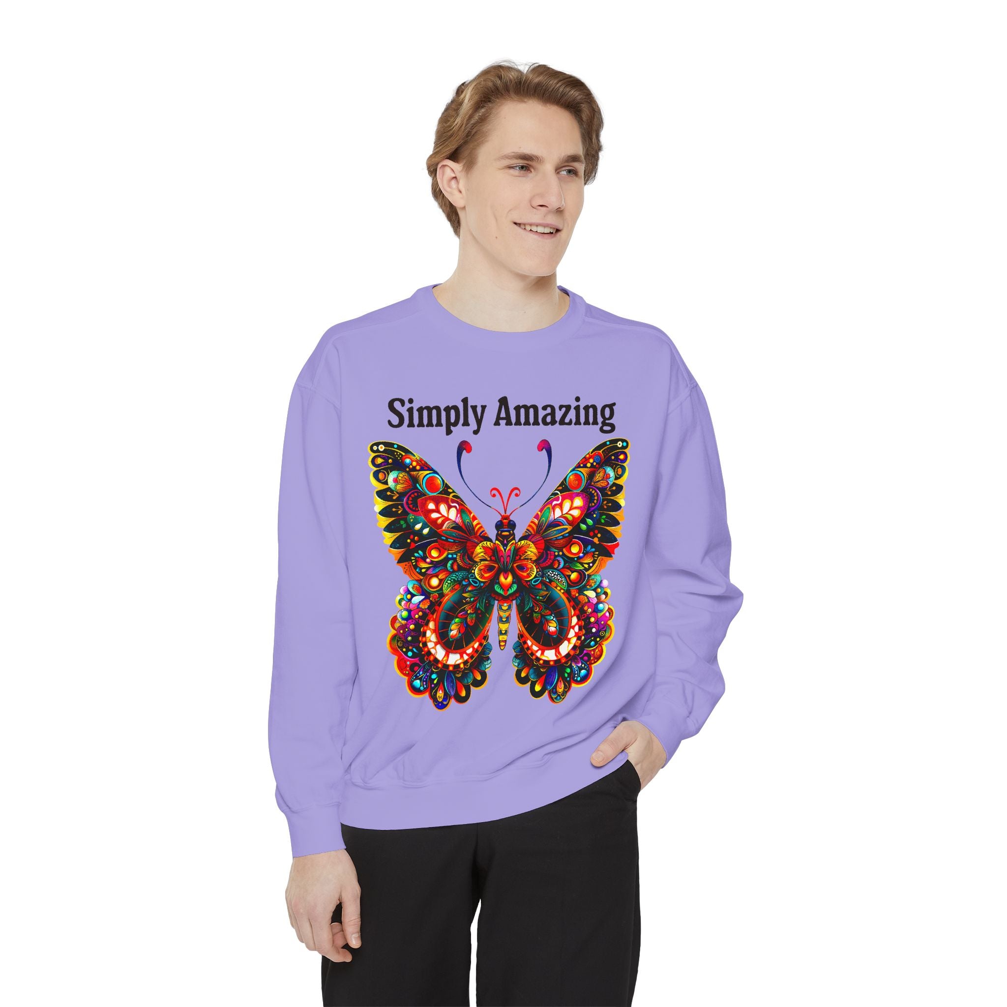 Unisex Garment-Dyed Sweatshirt That says Simply Beautiful