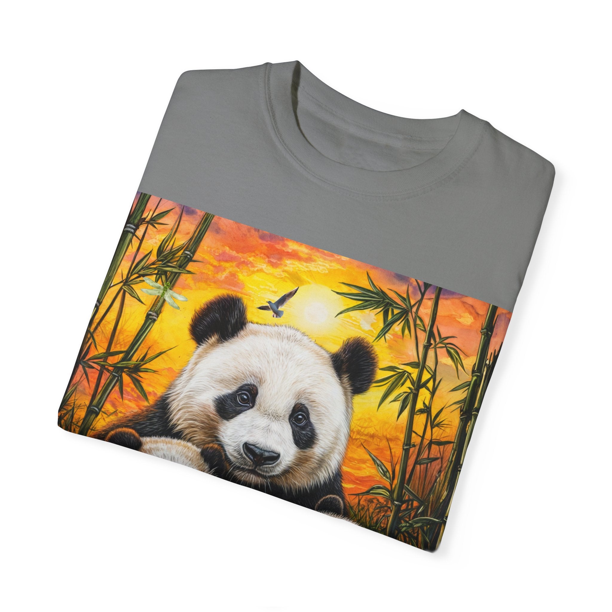 Cute Panda Family Unisex Garment-Dyed T-shirt - Perfect for Animal Lovers