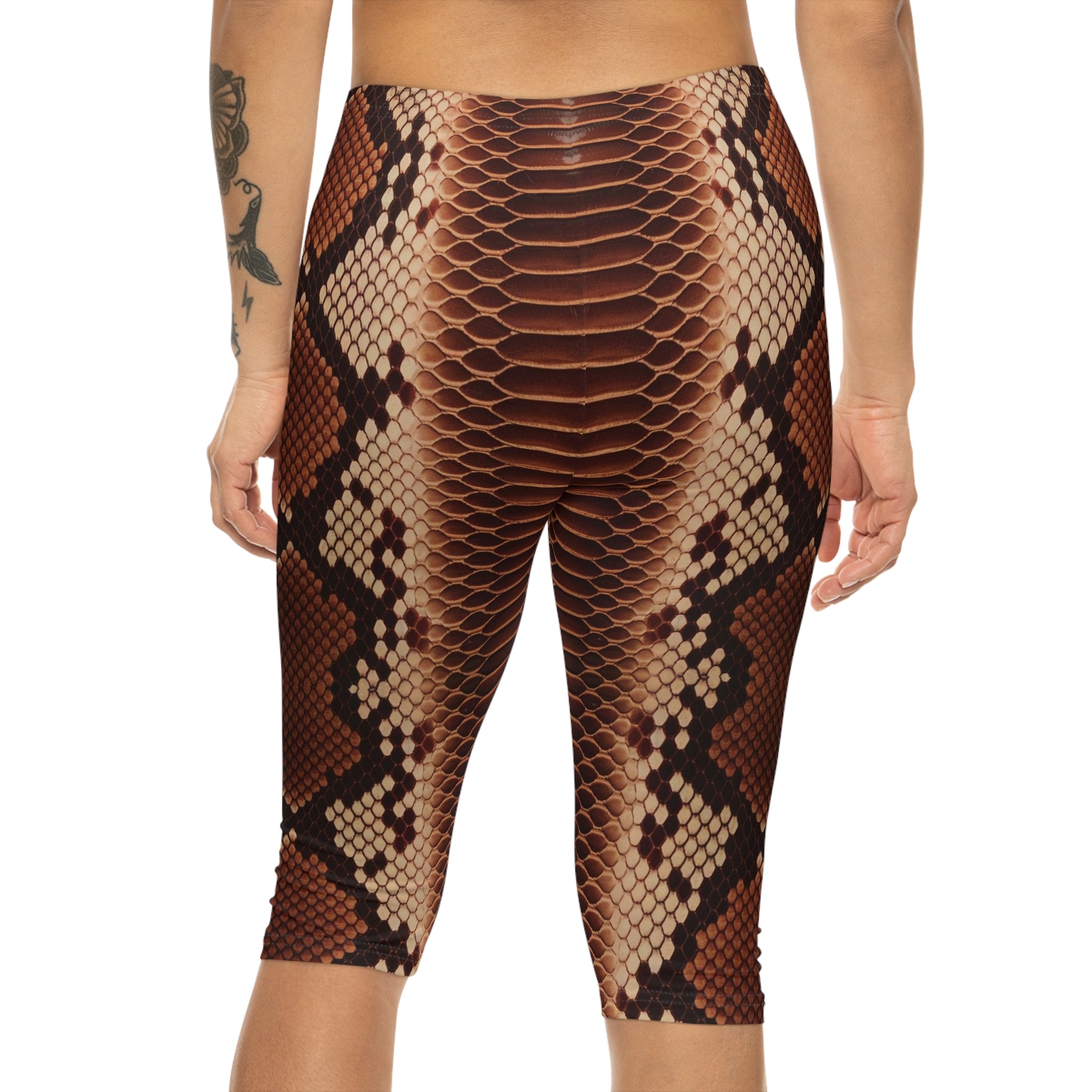 Stylish Python Print Women’s Capri Leggings | Trendy Fitness Wear